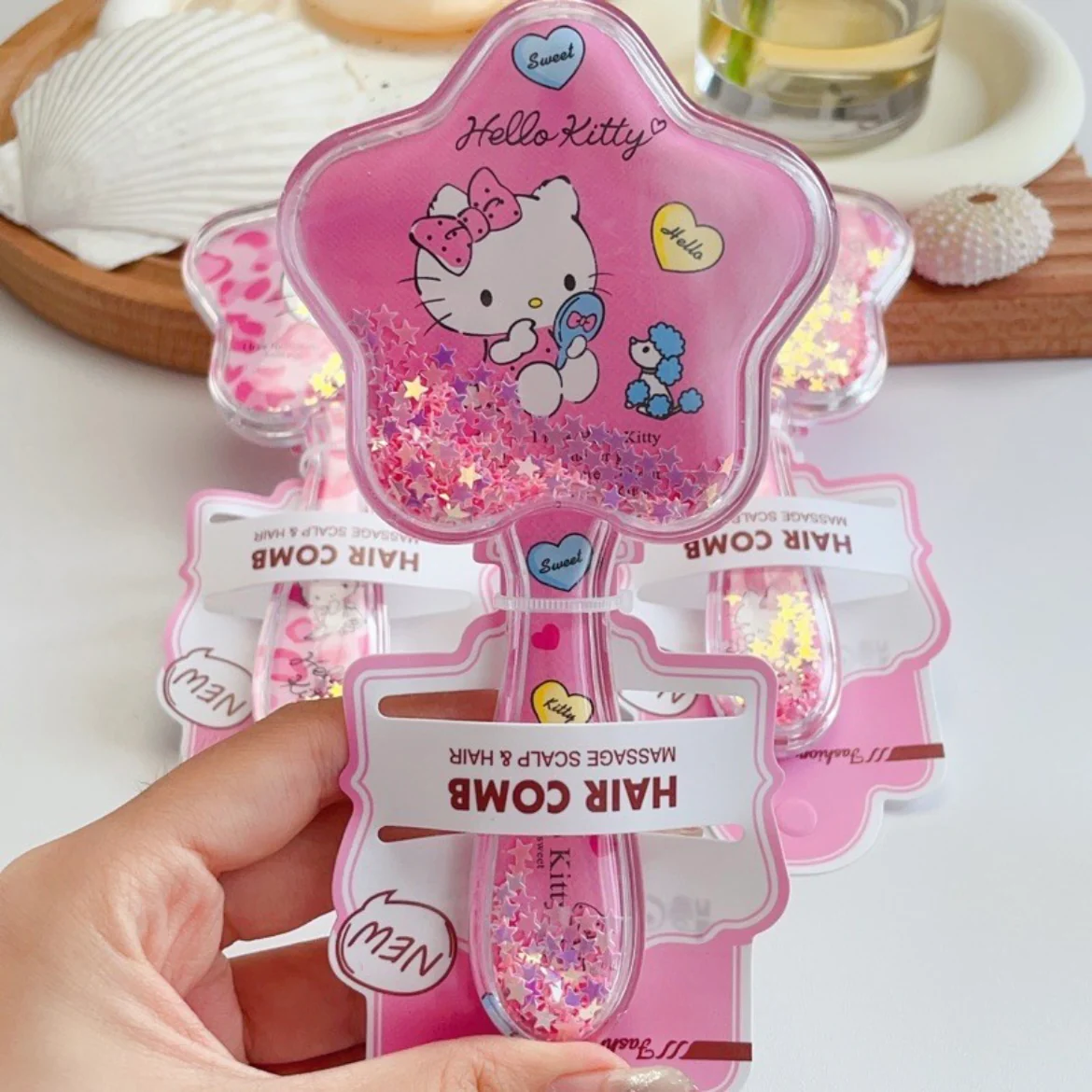 Hellokitty Cute Hair Brush Anti-Static Toddler Comb Hair Brush with Air Cushion Detangler Brush For Adults & Kids Any Hair