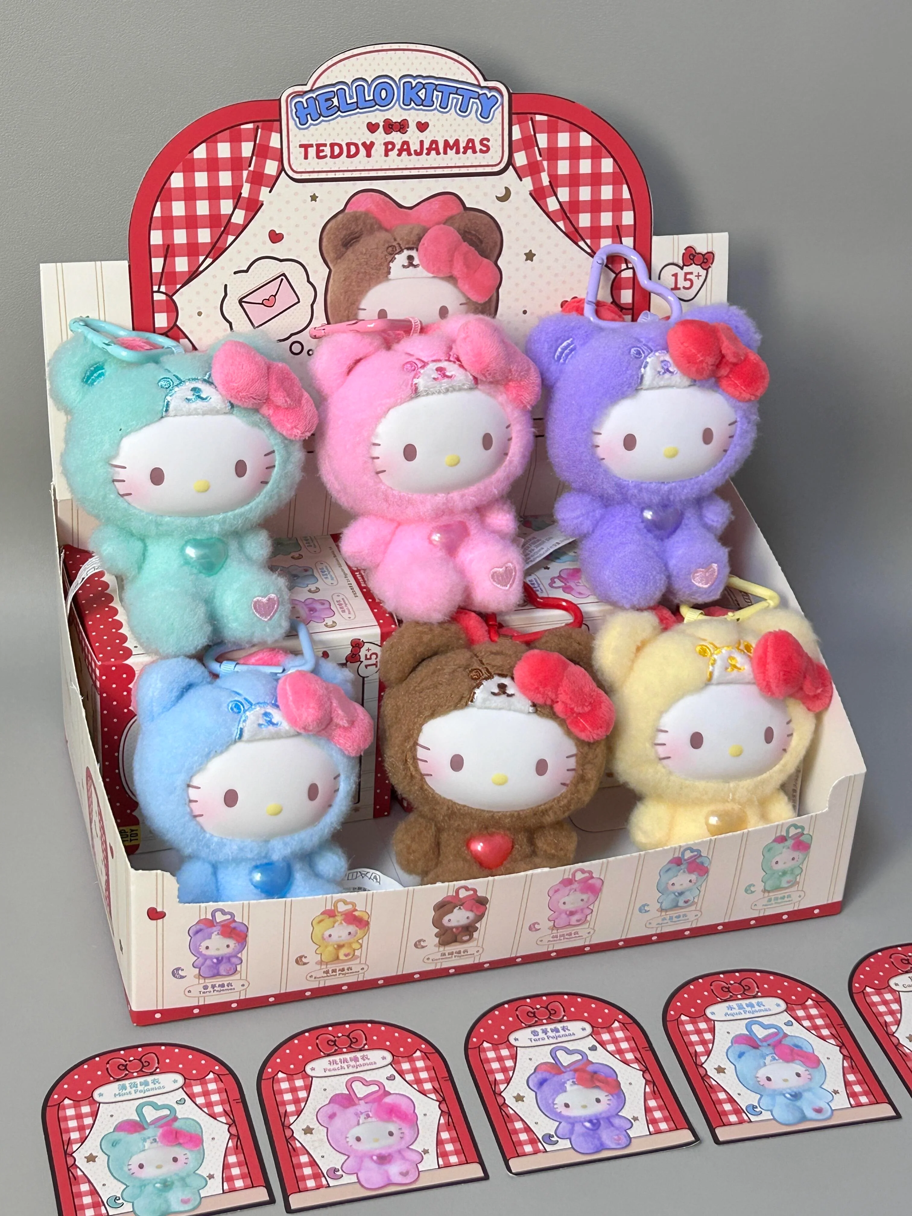 Hello Kitty Teddy Pajama Series Vinyl Plush Keychain Kitty Cat Blind Box Birthday Gift