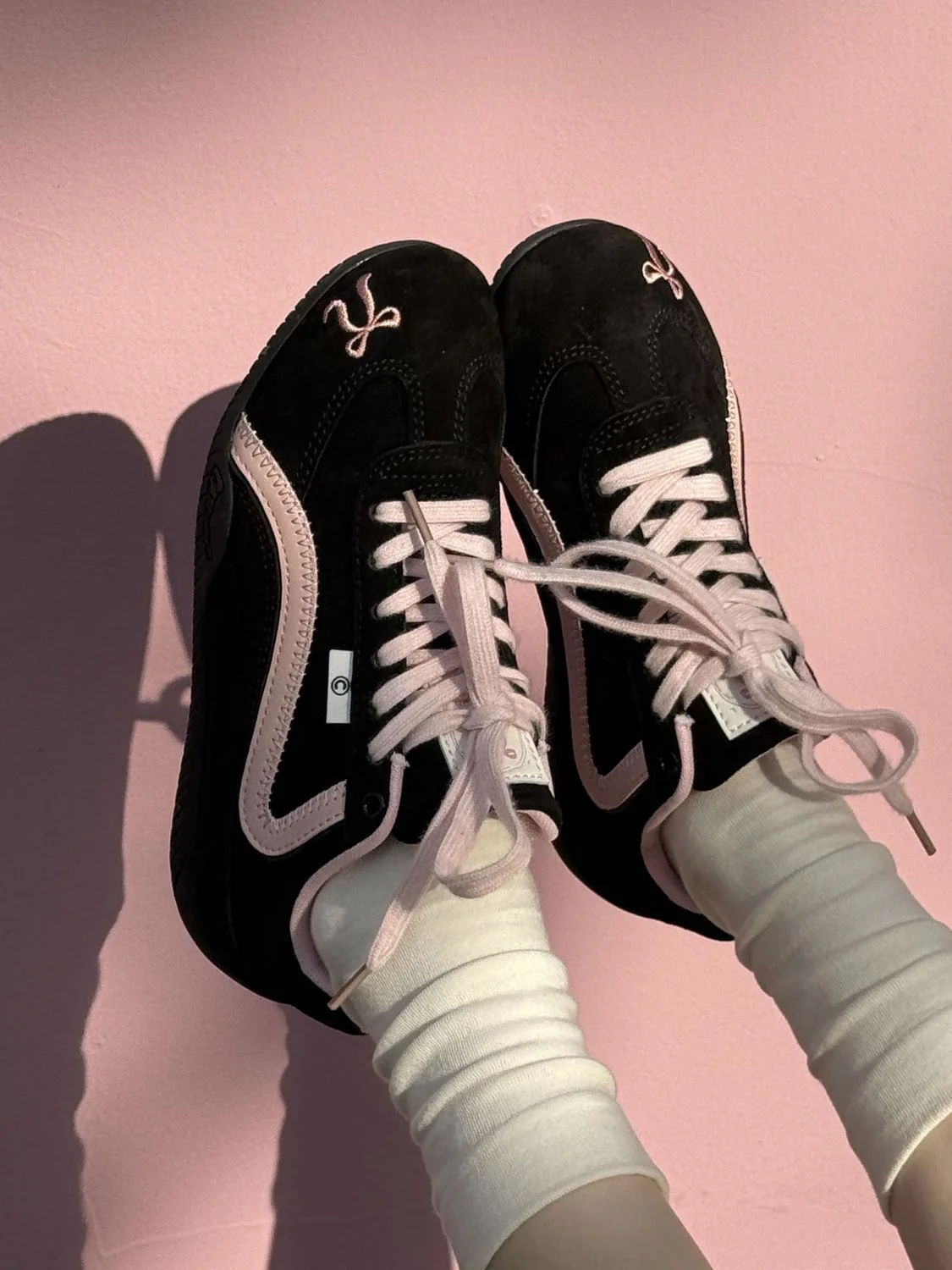 Black Pink Bow Speedcat Sneakers Shoes Casual (Includes three shoe laces)