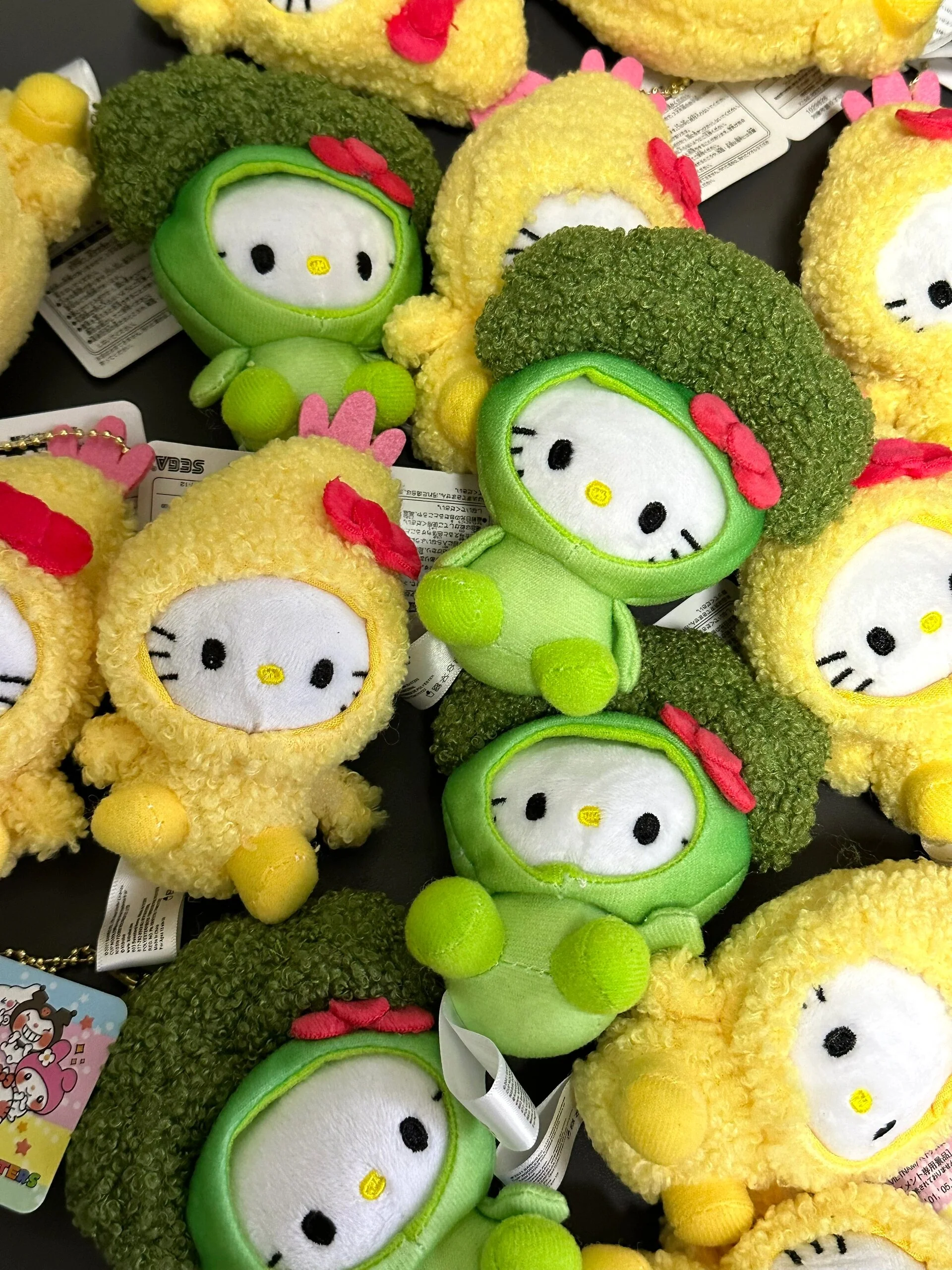 Hellokitty Tempura & Broccoli Plush Keychain Cute Pendant Doll Keyring Accessories Pendant Toy Girls Gift