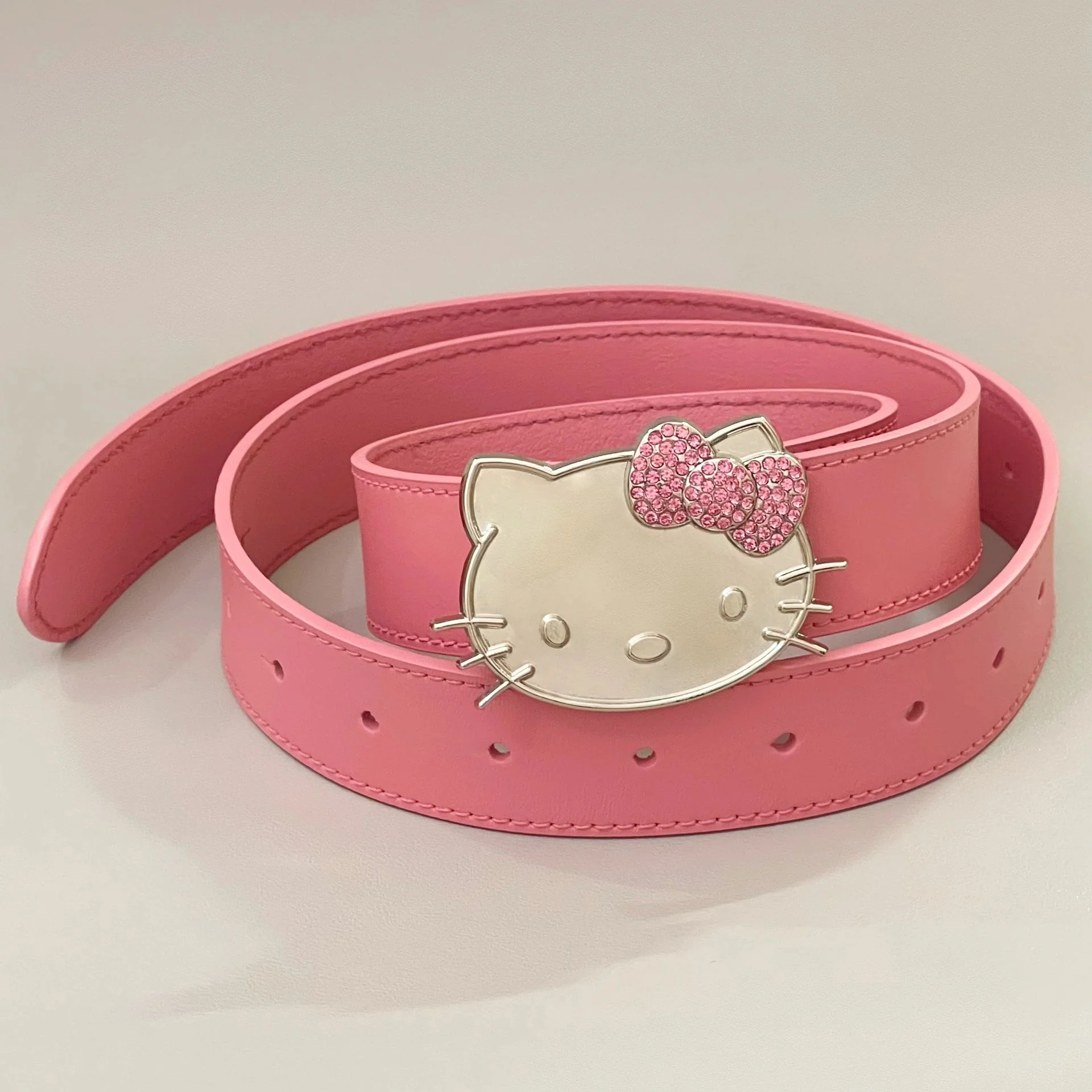 KT Rhinestone Belt Y2k Belt Cowgirl Leather Belt for Women