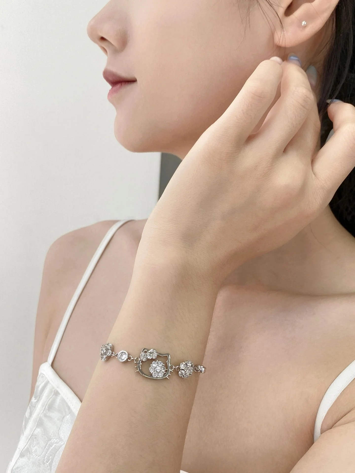 KT Sterling Silver Cute Bracelet with Crystal | Birthday Christmas Jewelry Gifts for Women Girls