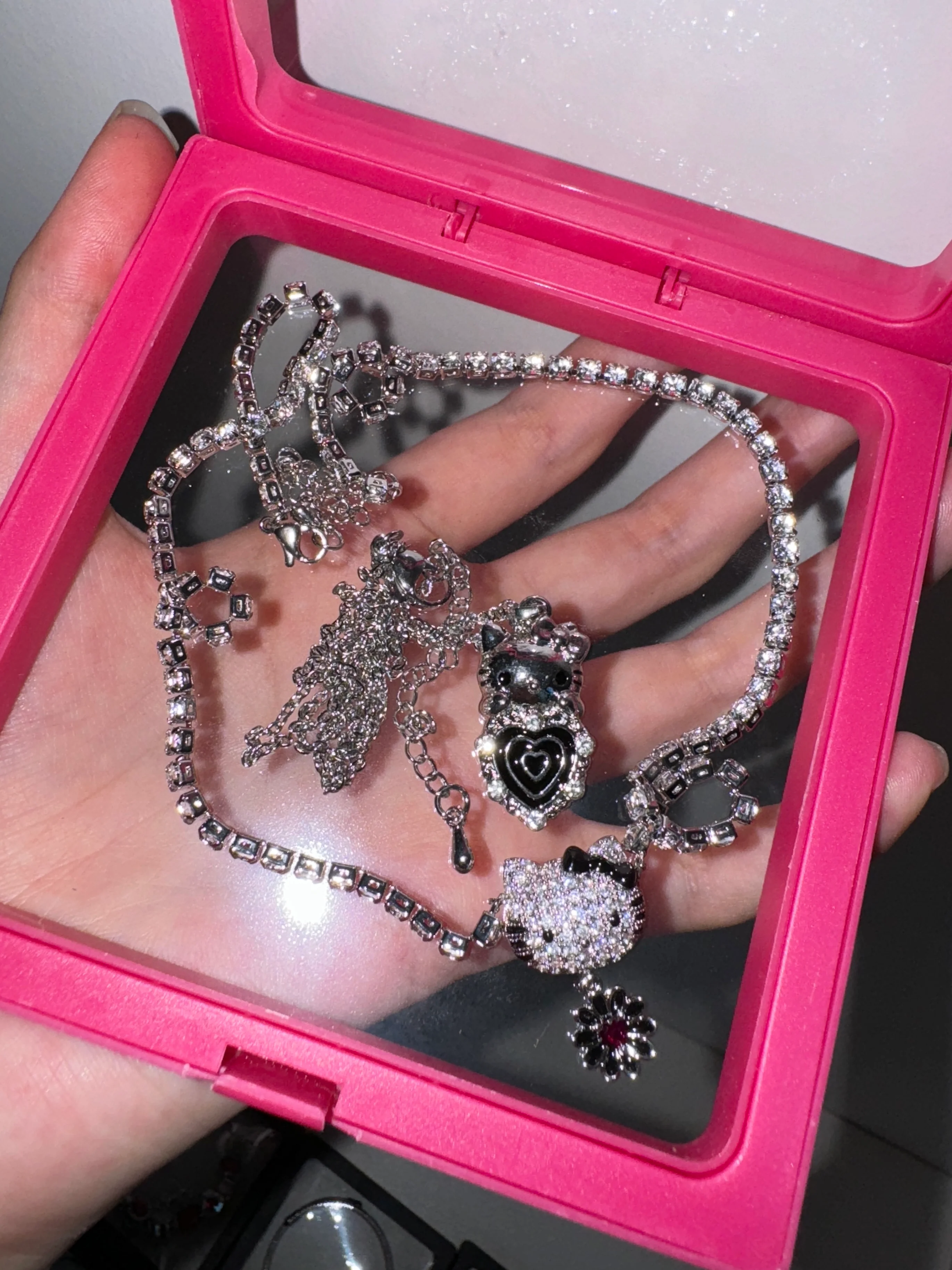 Hellokitty Rhinestone Necklace 2PCS