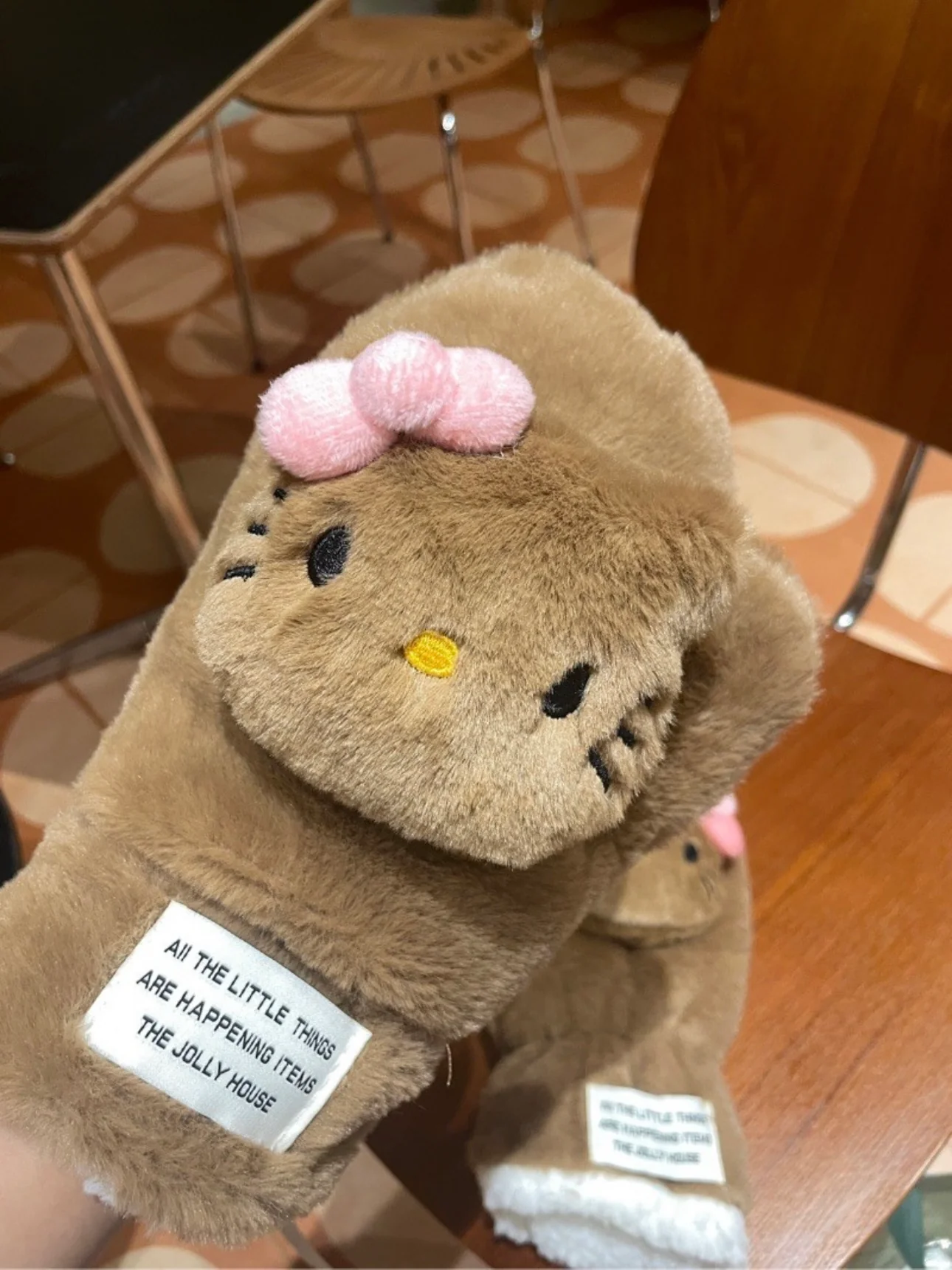 KT Cute Full Finger Gloves Fluffy Plush Winter Warm Mittens Hand Warmer for Women Teenager Girls