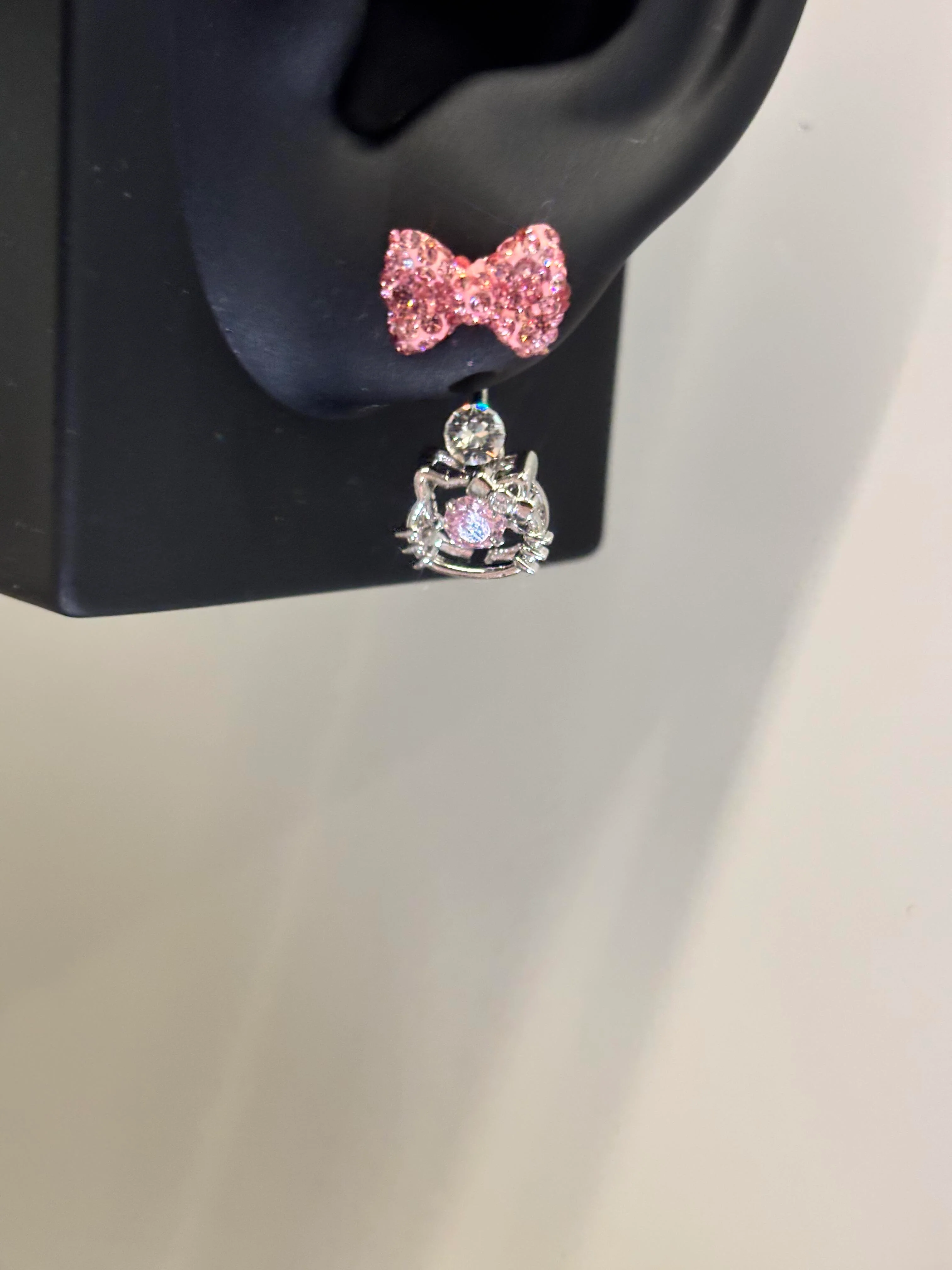 Hellokitty Pendant Pink bow Cute Rhinestone Earring