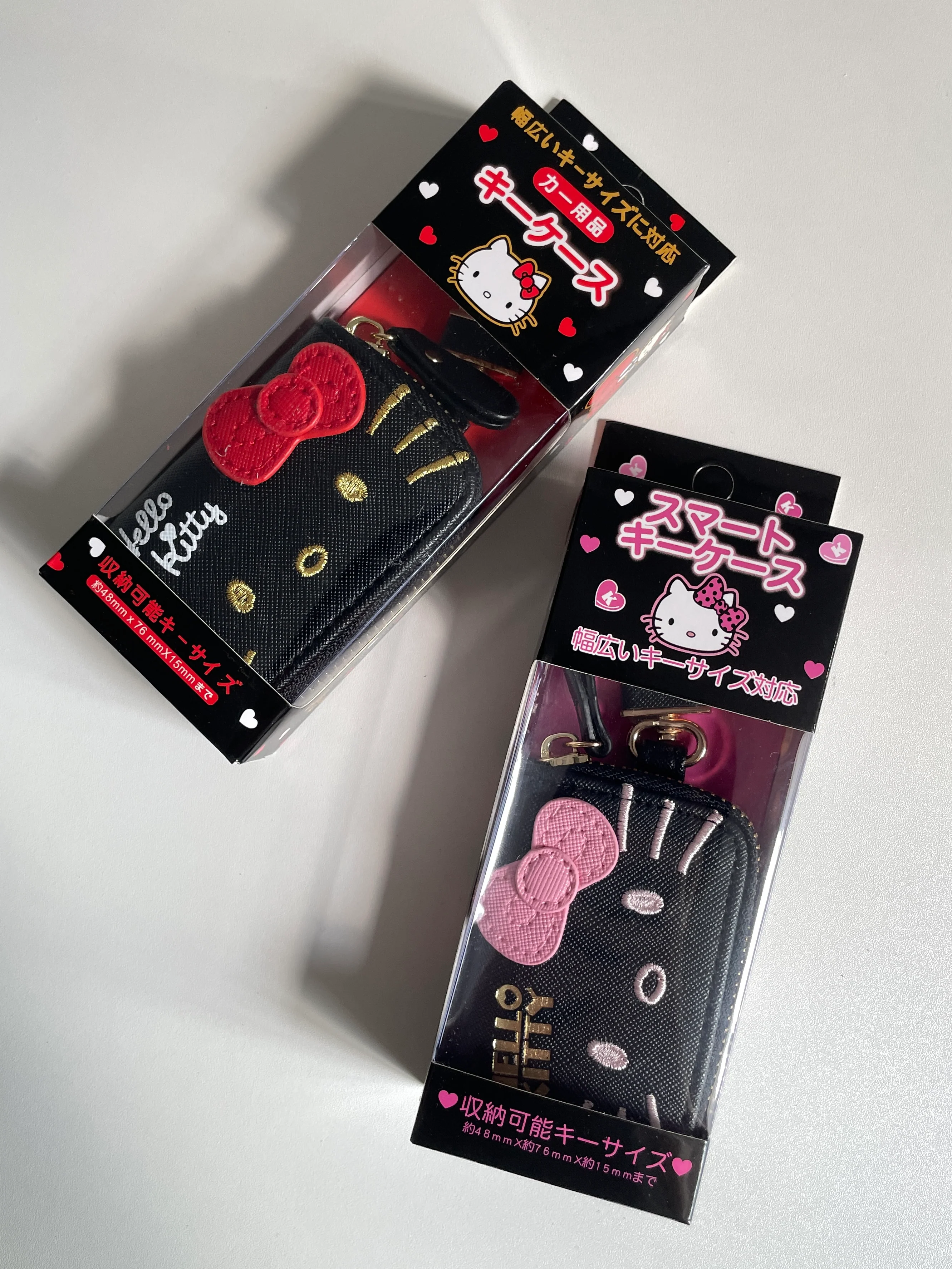 Hellokitty Cute Car Key Case for Girls and Women, Genuine Leather Embroidered Car Smart Key Chain Keychain Holder