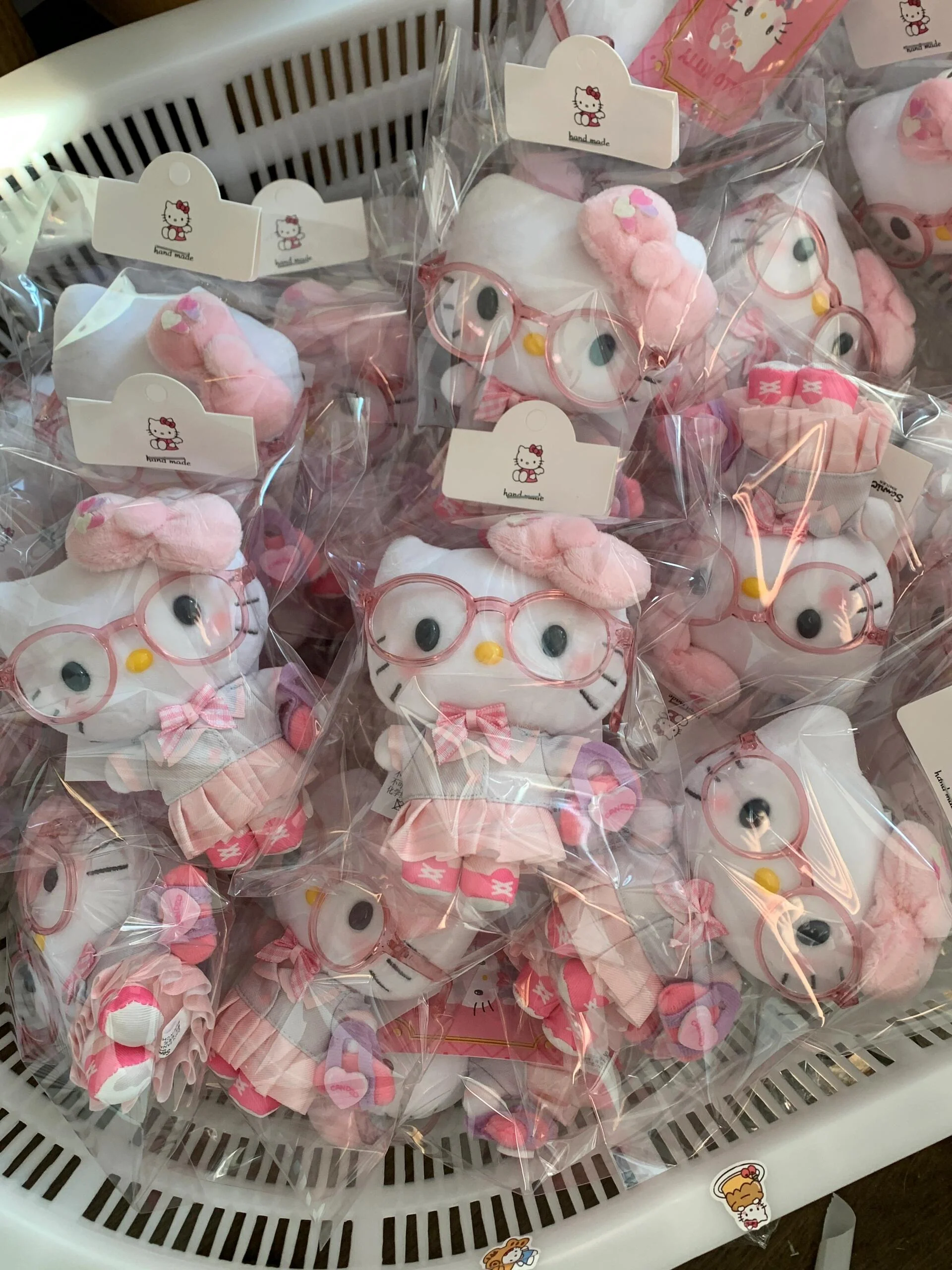 Hellokitty Pink Eyeglasses Plush Keychain Cute Accessories Pendant Toy Girls Gift