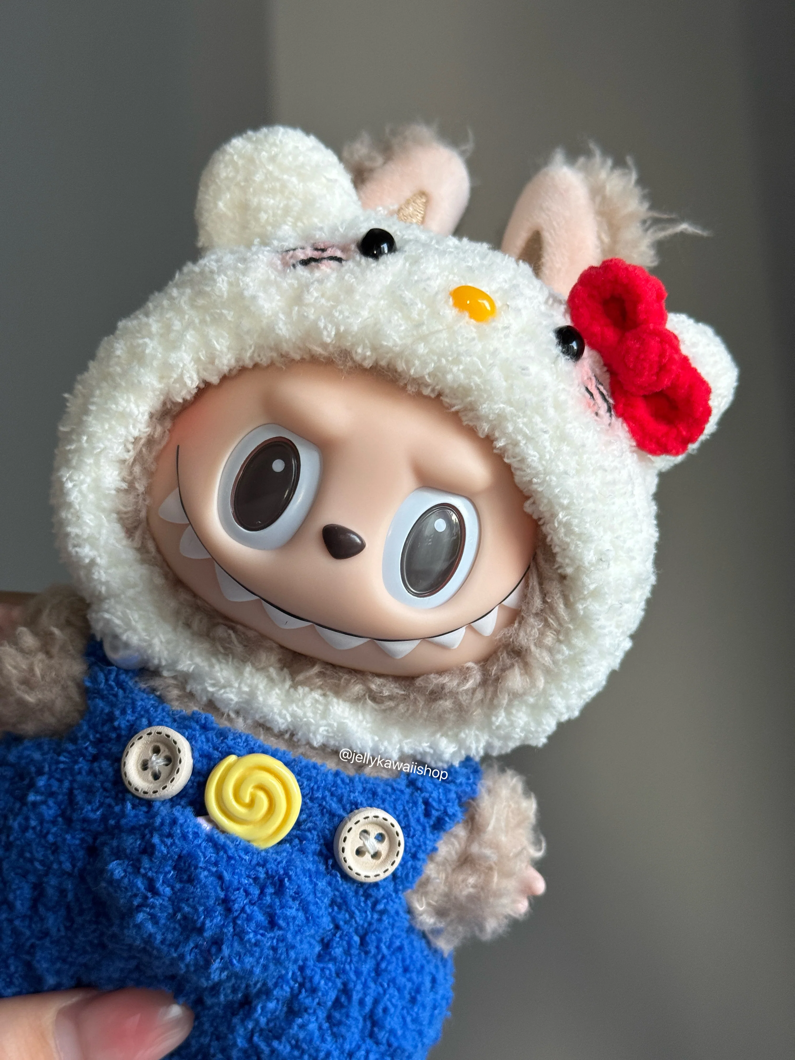 Handmade Knitting Hellokitty outfit clothes for 17cm Labubu