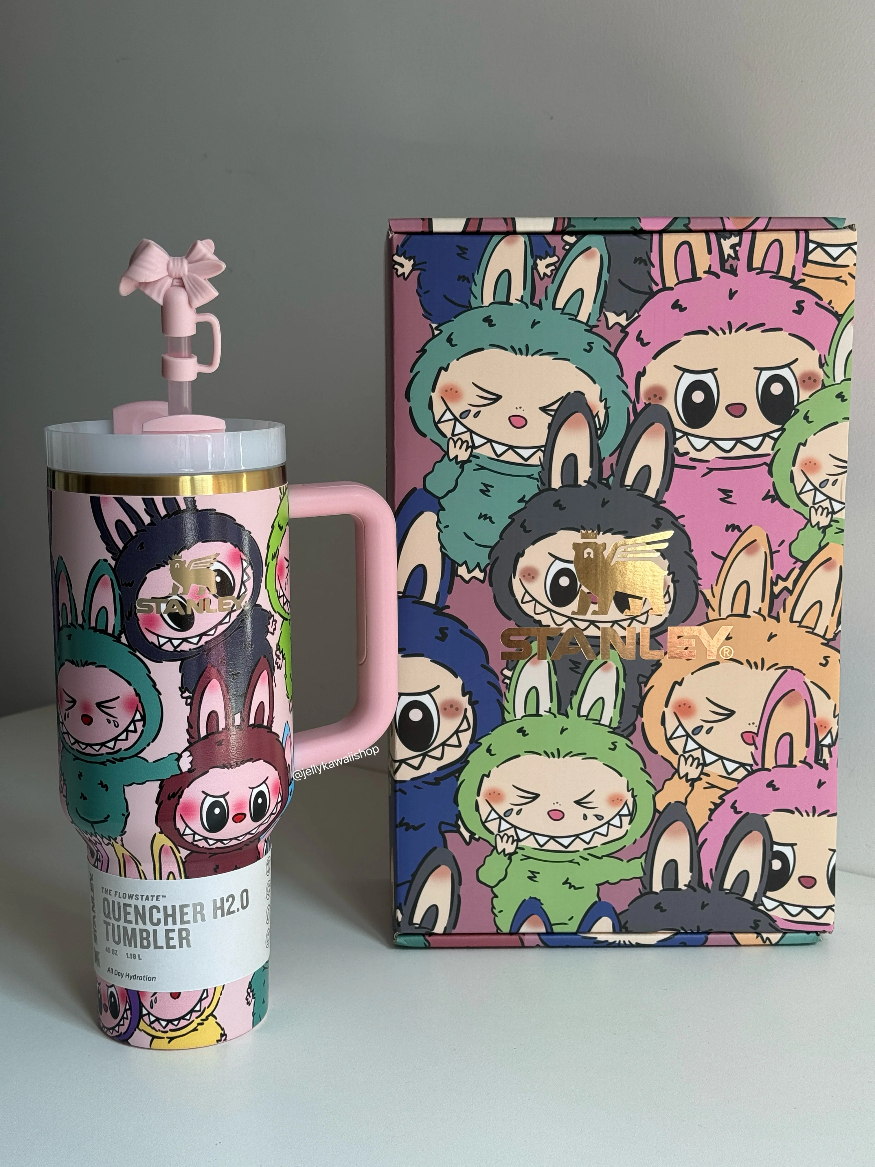 LABUBU In-Car Insulated Cup 1200 ml Tumbler with Handle Stainless Steel Insulated Cup with Lid (Gift box）