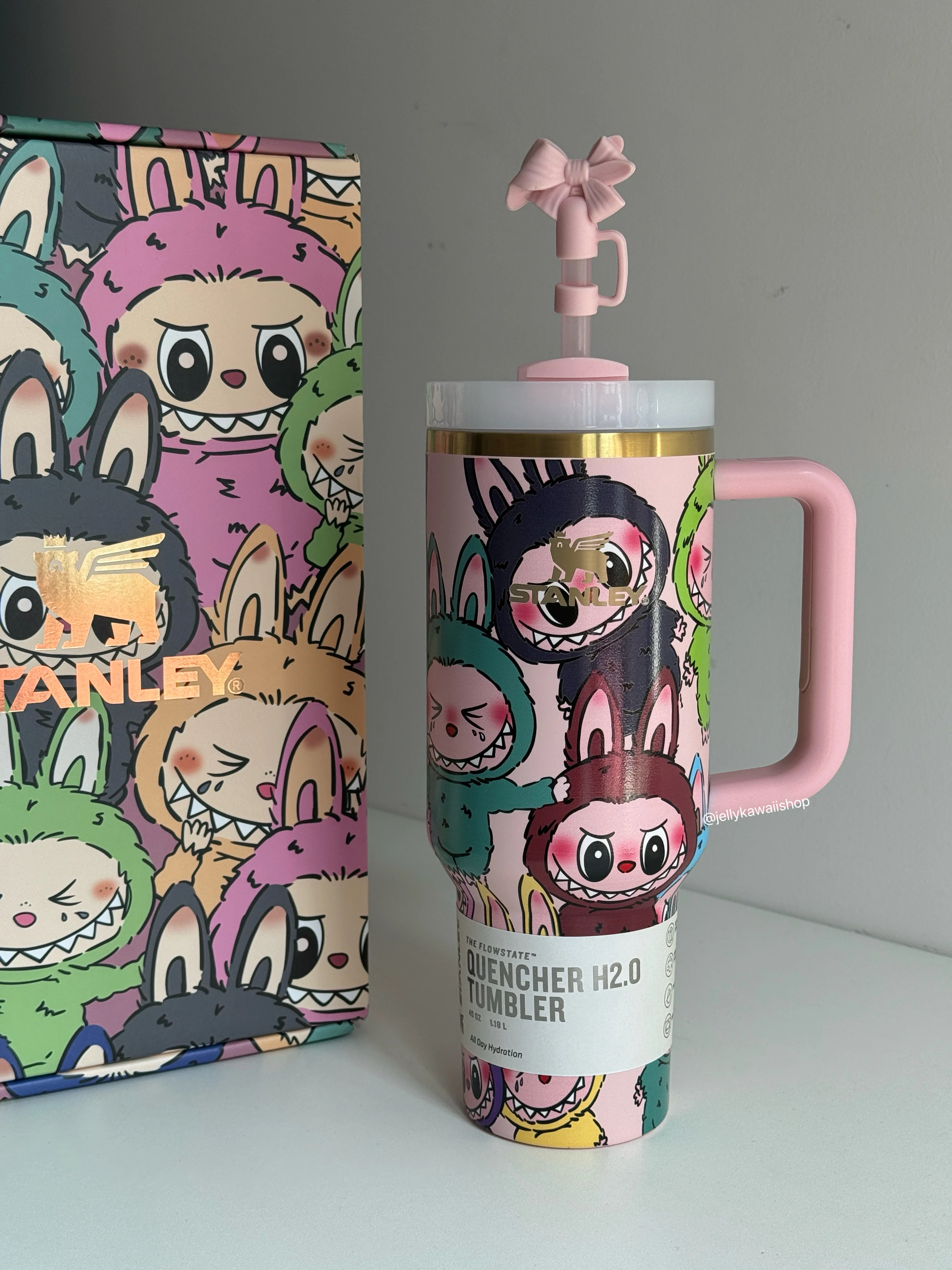 LABUBU In-Car Insulated Cup 1200 ml Tumbler with Handle Stainless Steel Insulated Cup with Lid (Gift box）