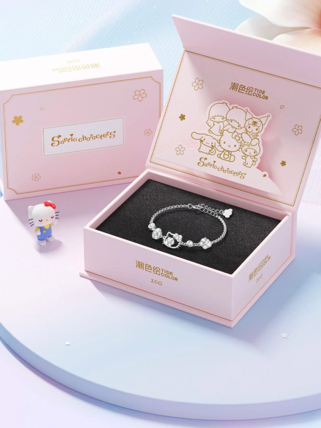 KT Sterling Silver Cute Bracelet with Crystal | Birthday Christmas Jewelry Gifts for Women Girls