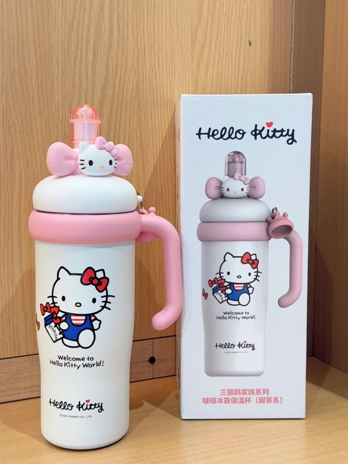 Sanrio Tumbler with Handle Stainless Steel Insulated Cup with Lid & Straw Water Bottle Cupholder Friendly Women Travel Mug