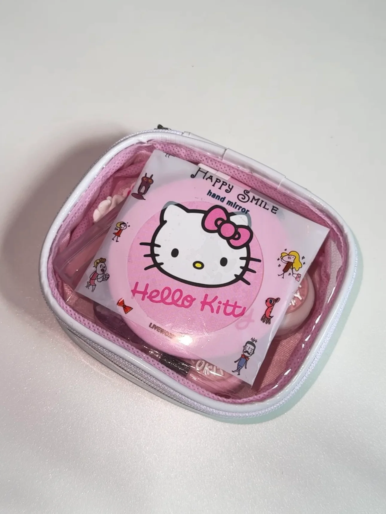 Hellokitty Pink Contact Lens Case Travel Solution Organizer Cases With Stick Tool Set Portable Cute Eye Contact Lens Case