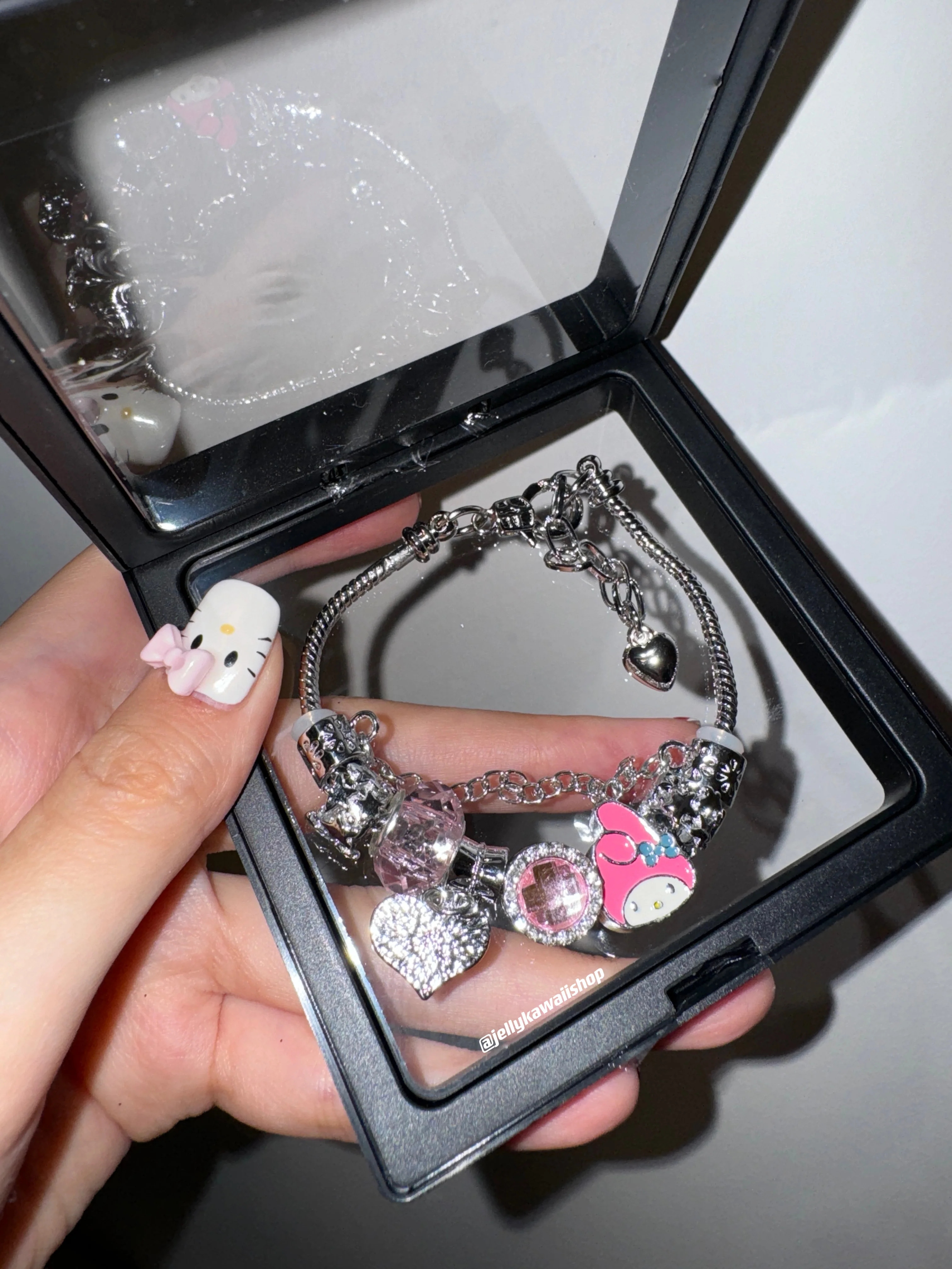 KT Pandora Charm Bracelets Stainless Steel Bangle Bracelet Birthday Christmas Jewelry Gift for Women Girls