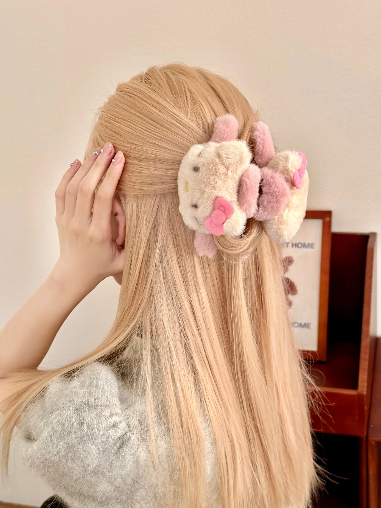 KT Plush Claw Clip for Thick Hair 2 Pcs Rectangular Cute Hair Clips for Women Large Hair Barrettes for Thin Hair Non Slip Hair Jaw Clips Strong Hold for Girls