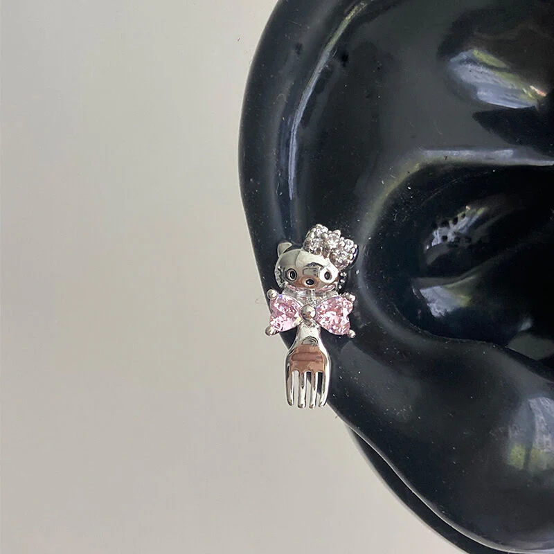 Hellokitty Earrings Rhinestone Cute Titanium earrings