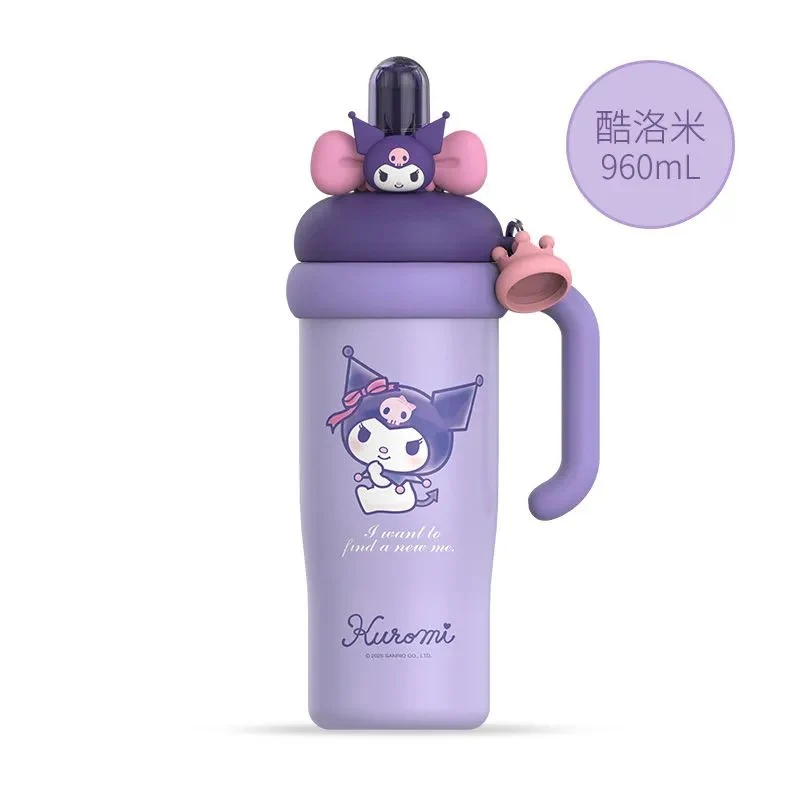 Sanrio Tumbler with Handle Stainless Steel Insulated Cup with Lid & Straw Water Bottle Cupholder Friendly Women Travel Mug