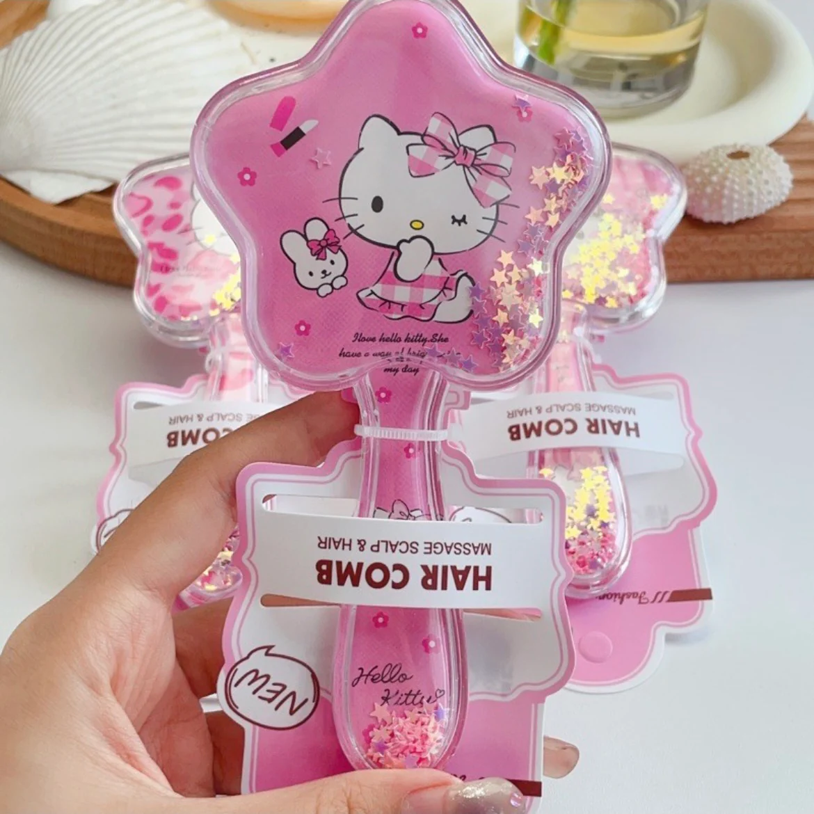 Hellokitty Cute Hair Brush Anti-Static Toddler Comb Hair Brush with Air Cushion Detangler Brush For Adults & Kids Any Hair
