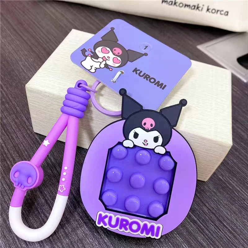 Sanrio Pop Fidget Sensory Toys keychains, Autism Special Needs Stress Relief Silicone Pressure Relieving Toys Squeeze Toys for Kids Children Adults