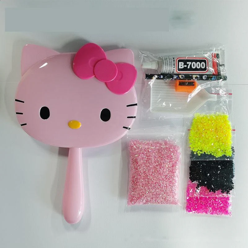 KT Bling Bling Handheld Makeup Sparkly Compact Mirror Handmade Crystals