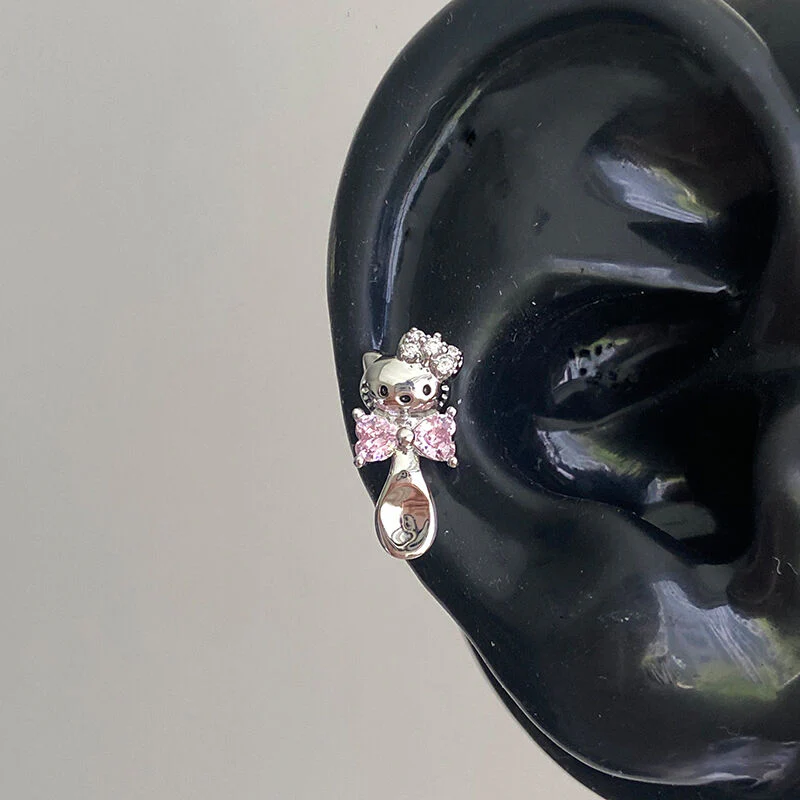 Hellokitty Earrings Rhinestone Cute Titanium earrings