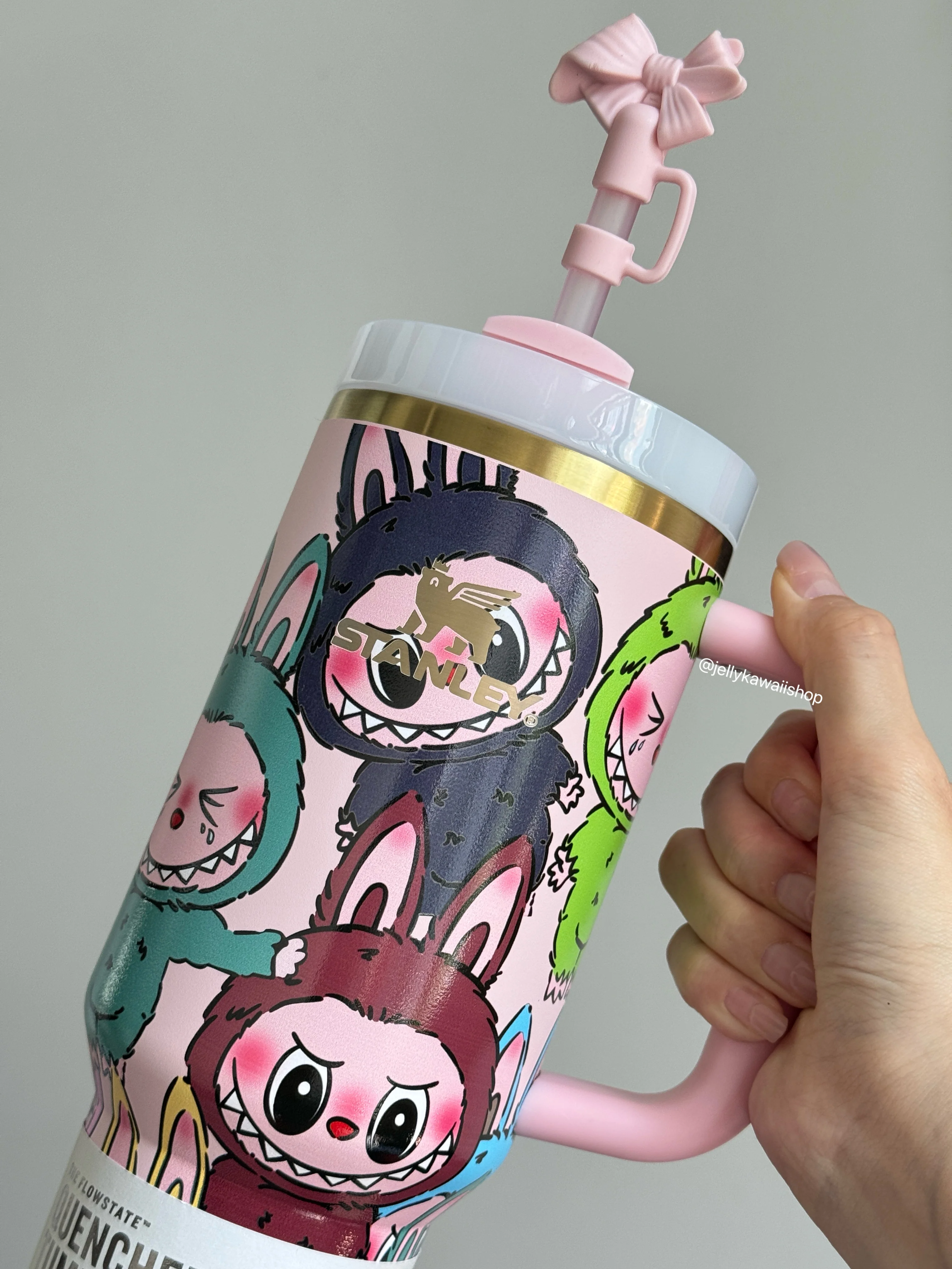 LABUBU In-Car Insulated Cup 1200 ml Tumbler with Handle Stainless Steel Insulated Cup with Lid (Gift box）