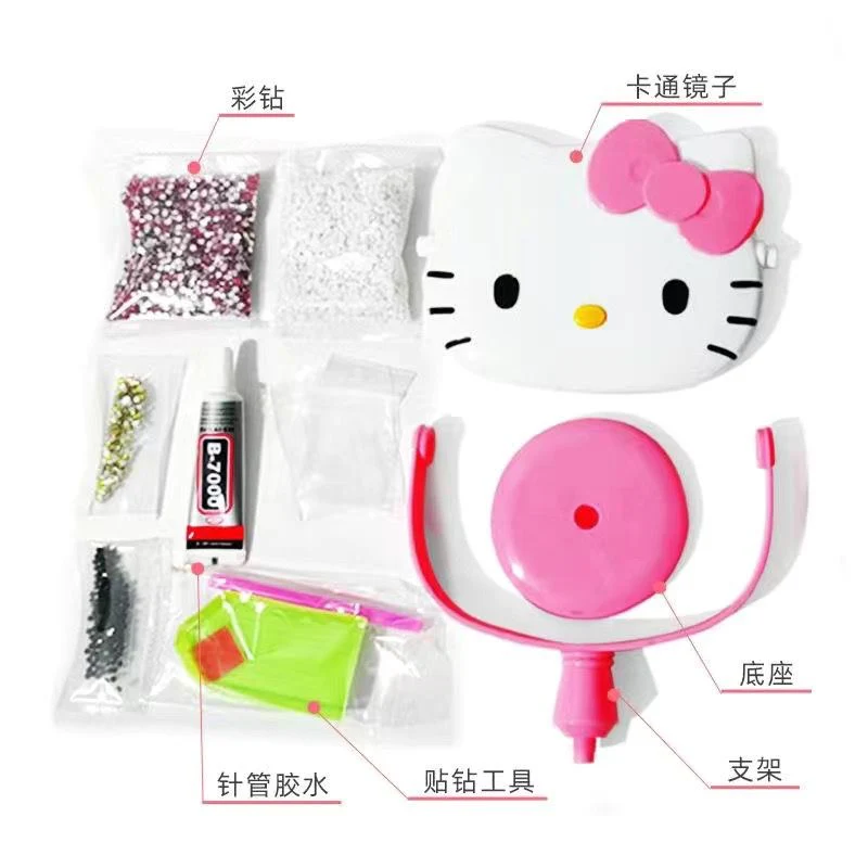 KT Bling Bling Tabletop Swivel Vanity Mirror Sparkly Compact Mirror Handmade Crystals