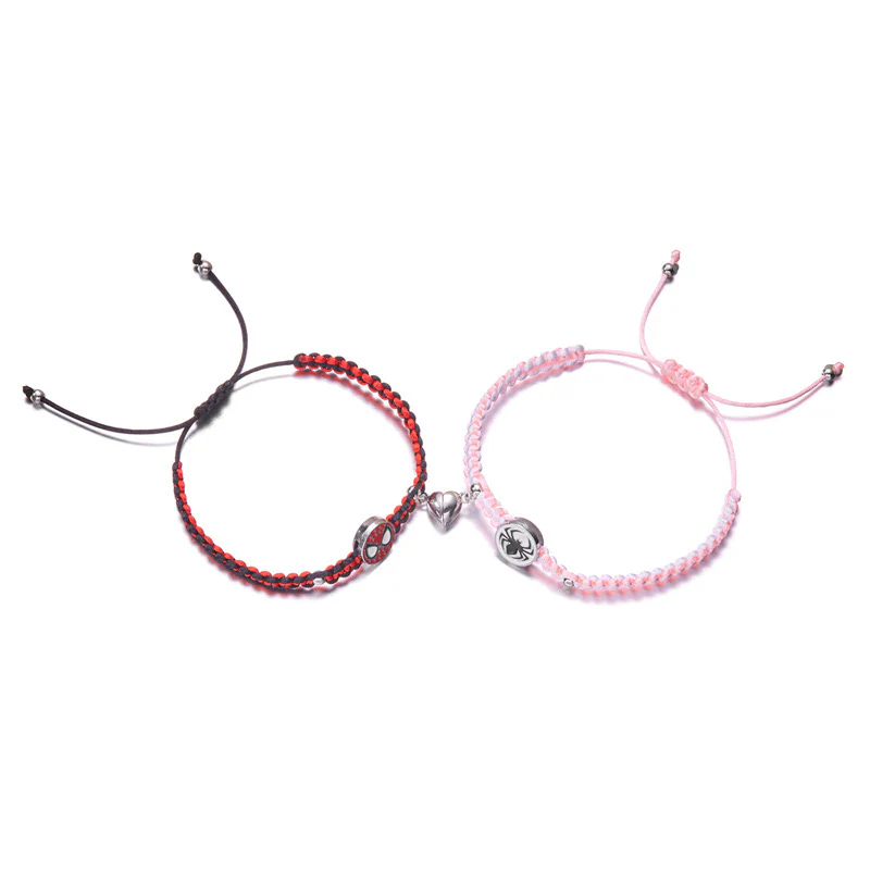 Hellokitty and Spiderman 2 Pcs Magnetic Couples Bracelets Matching Friendship Bracelets Adjustable Bracelets