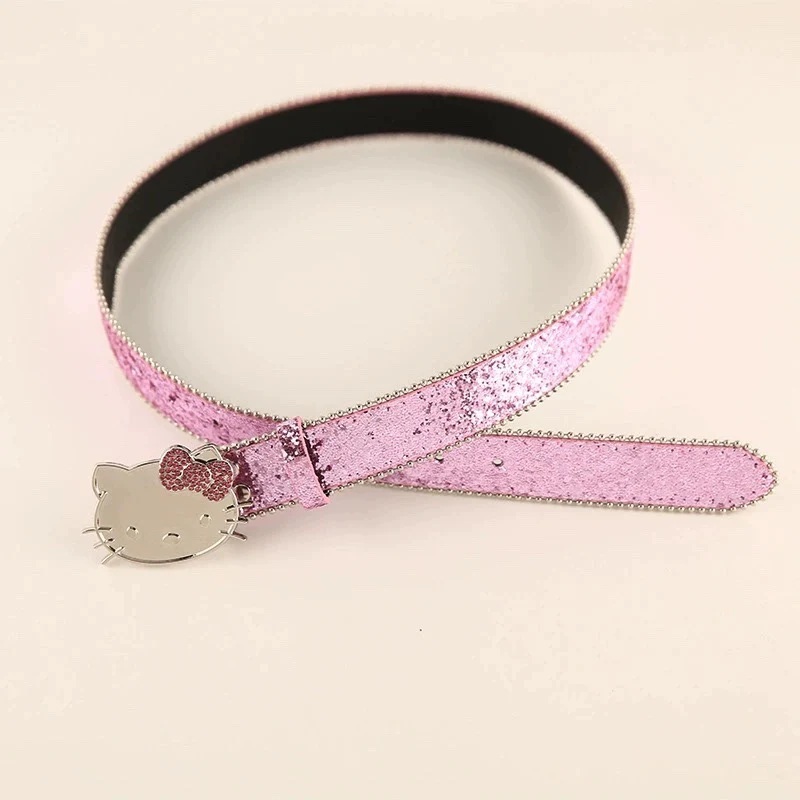 KT Rhinestone Belt Y2k Belt Cowgirl Leather Belt for Women