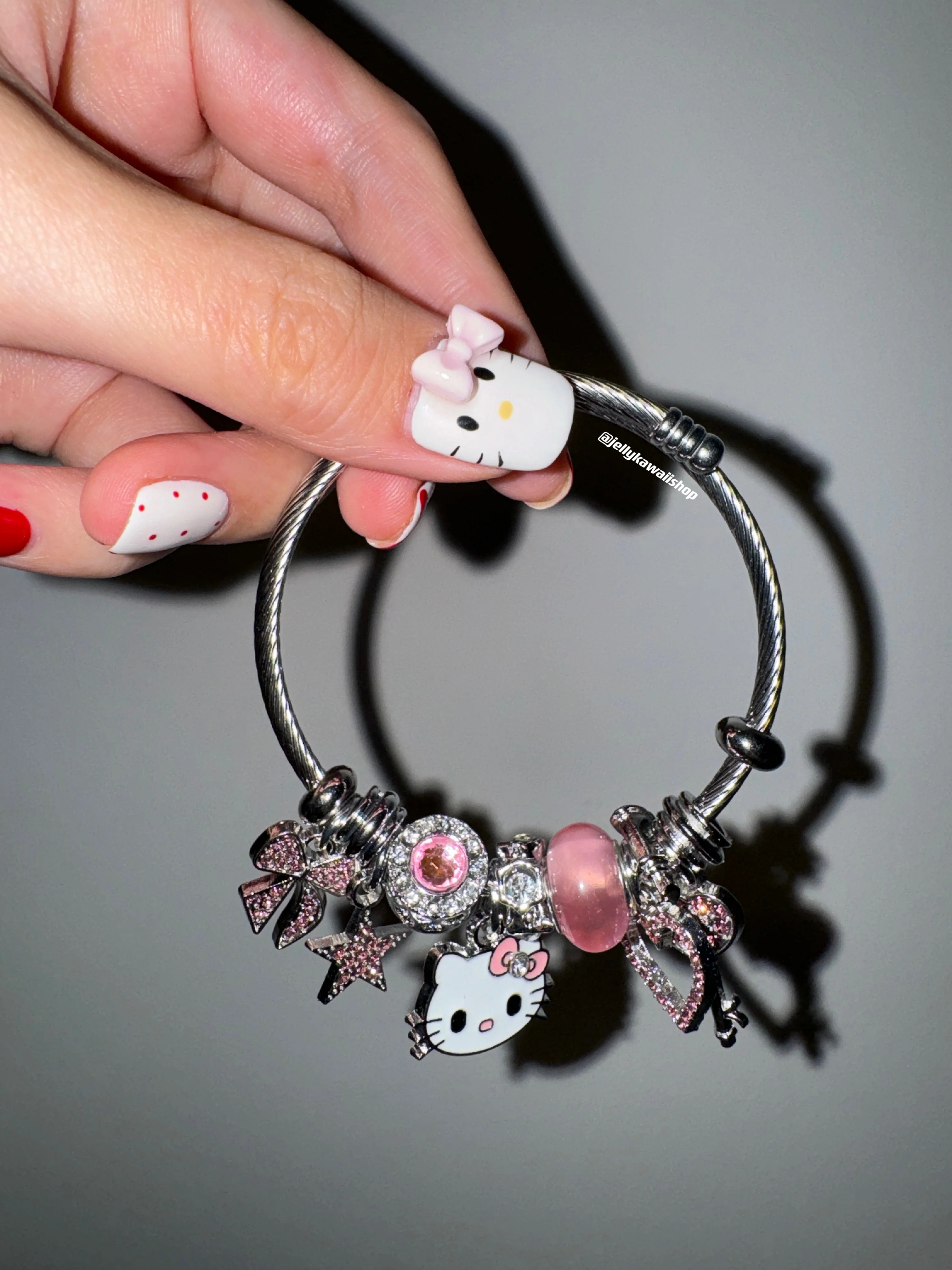 KT Charm Bracelets Stainless Steel Bangle Bracelet Birthday Christmas Jewelry Gift for Women Girls