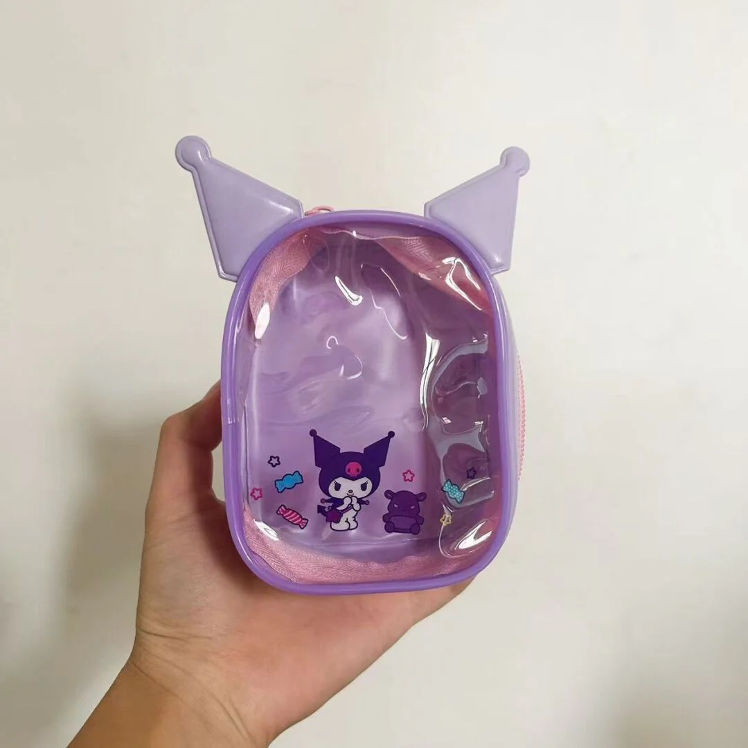 Sanrio Clear Figure Display Bag with Keychain Portable Small Doll Storage Hanging Blind Boxes Organizer Zipper Closure Dustproof Collectibles Case