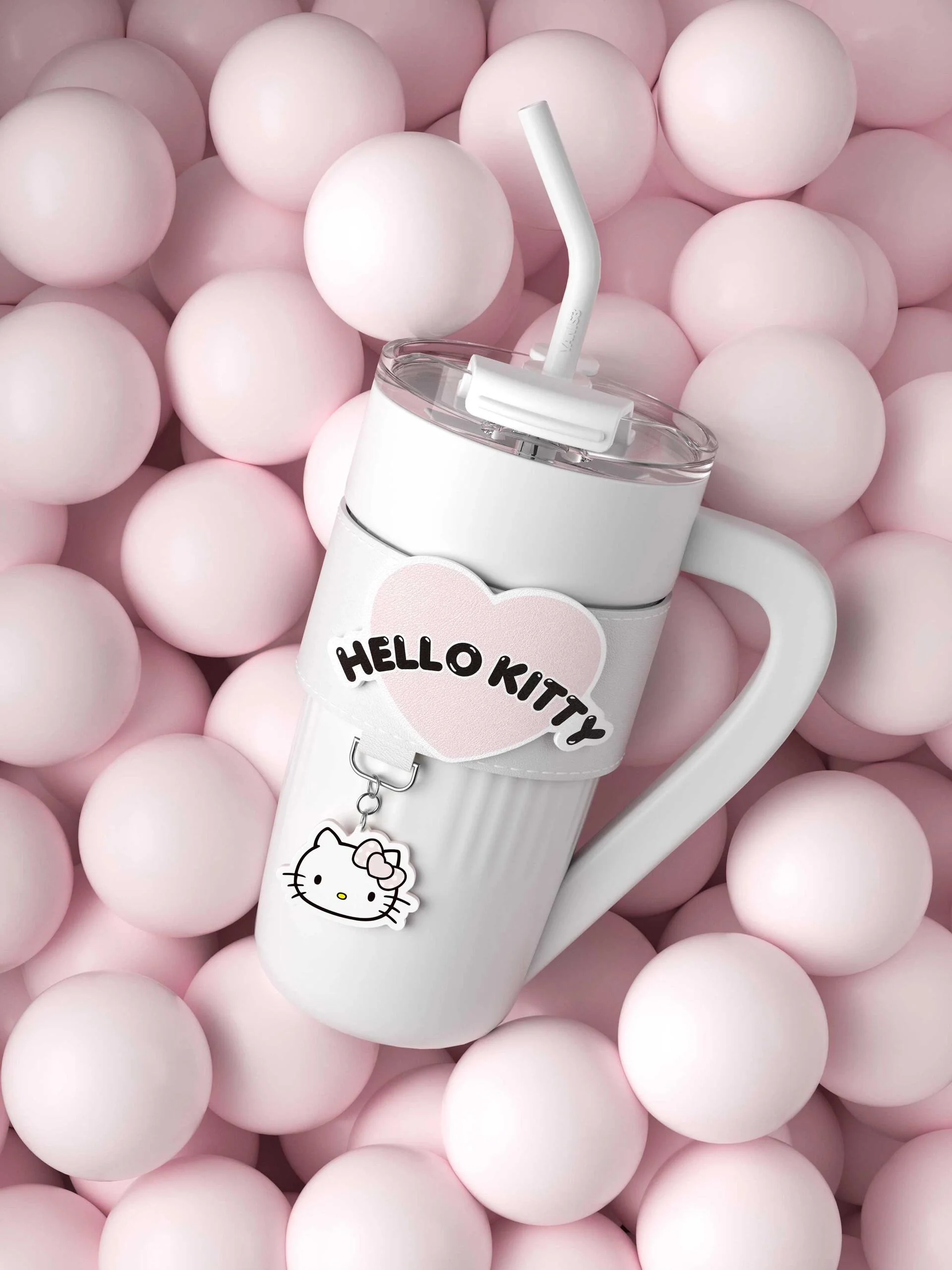 Sanrio 40 oz Tumbler with Handle & Carrier Bag, Stainless Steel Insulated Cup with Lid & Straw Gym Water Bottle Cupholder Friendly Women Travel Mug with Sleeve Holder