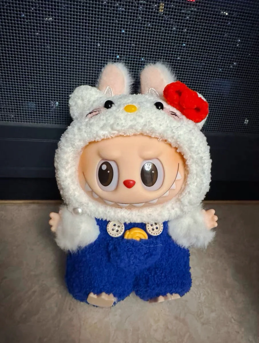 Handmade Knitting Hellokitty outfit clothes for 17cm Labubu