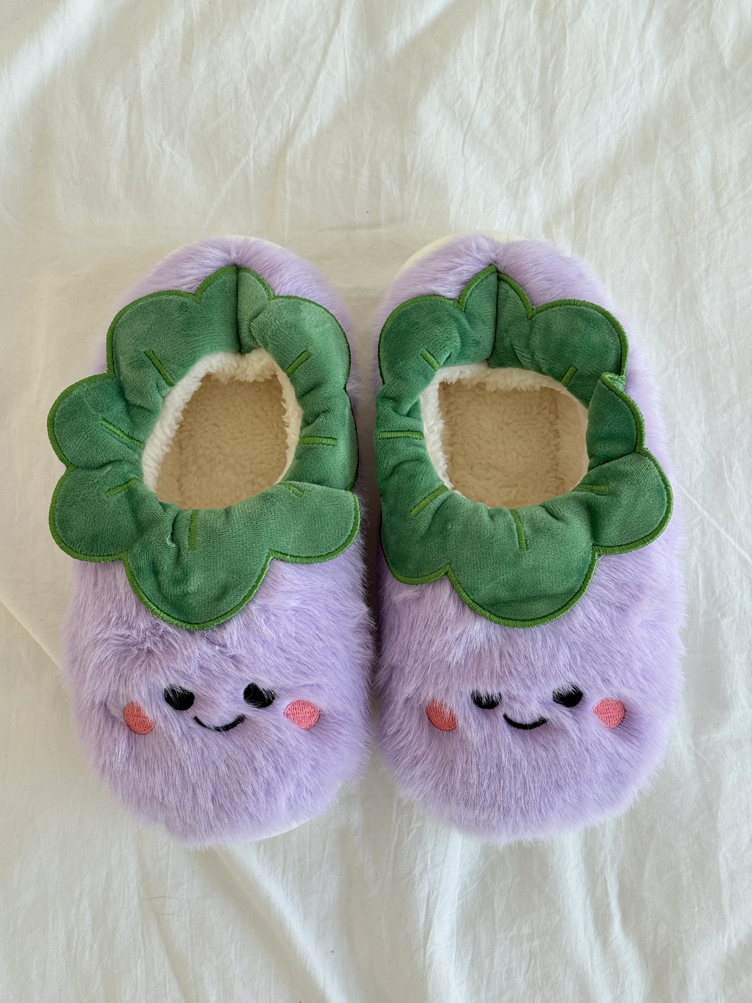 【Video Slippers Links】Croissant/ Peanuts/ Fried egg/ Purple Eggplant/ Teapot Slippers Soft Comfy Memory Foam Non-slip Indoor House Shoes