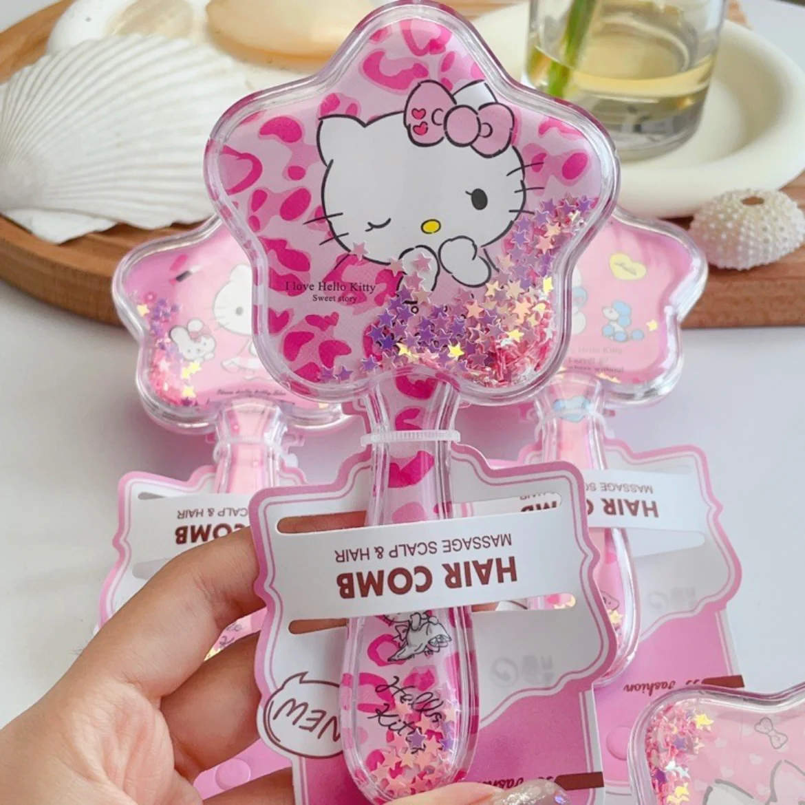 Hellokitty Cute Hair Brush Anti-Static Toddler Comb Hair Brush with Air Cushion Detangler Brush For Adults & Kids Any Hair