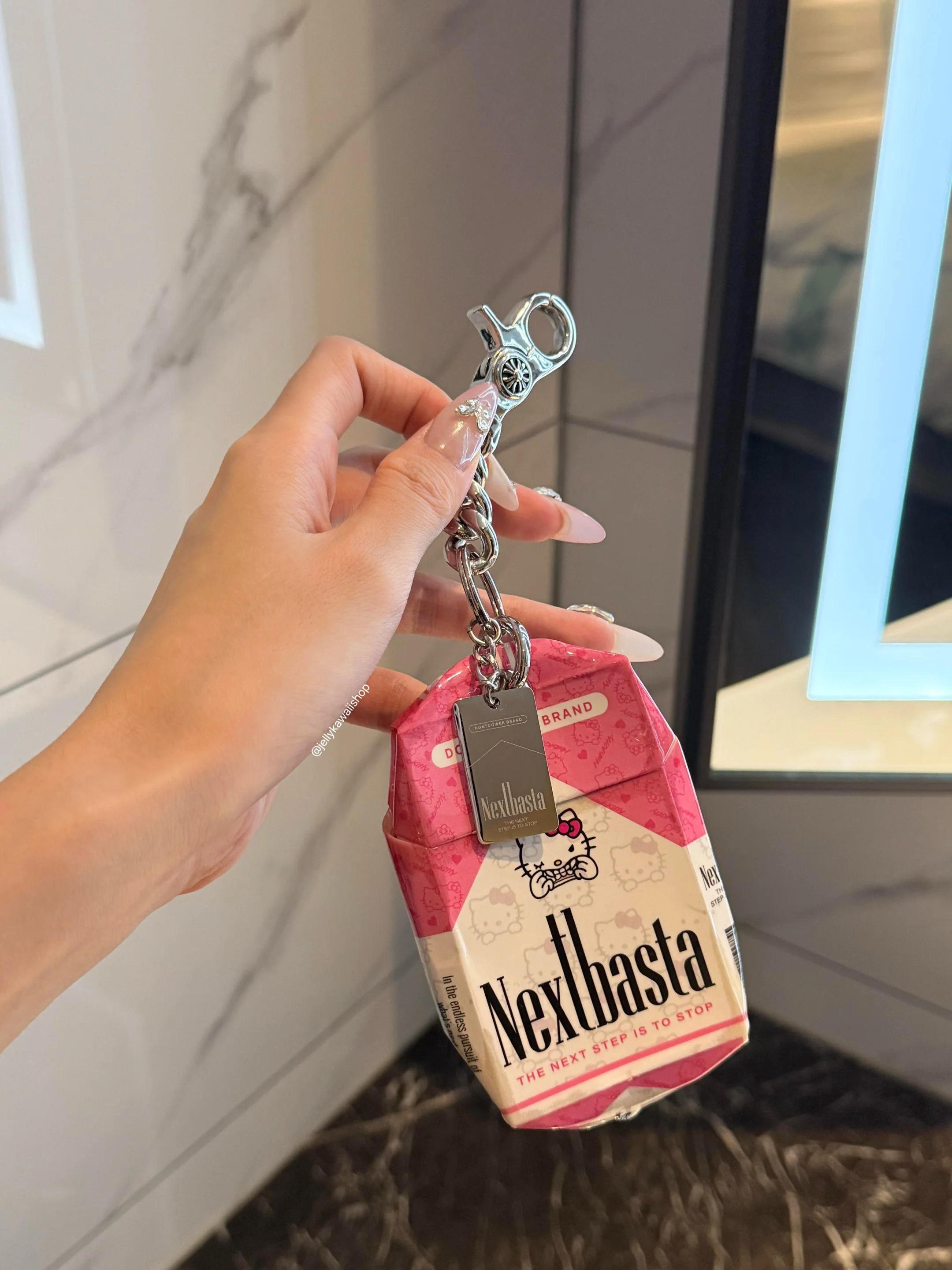 Hello Kitty Creative Handmade Empty Cigarette Pack Pendant Necklace Accessory Bag Charm