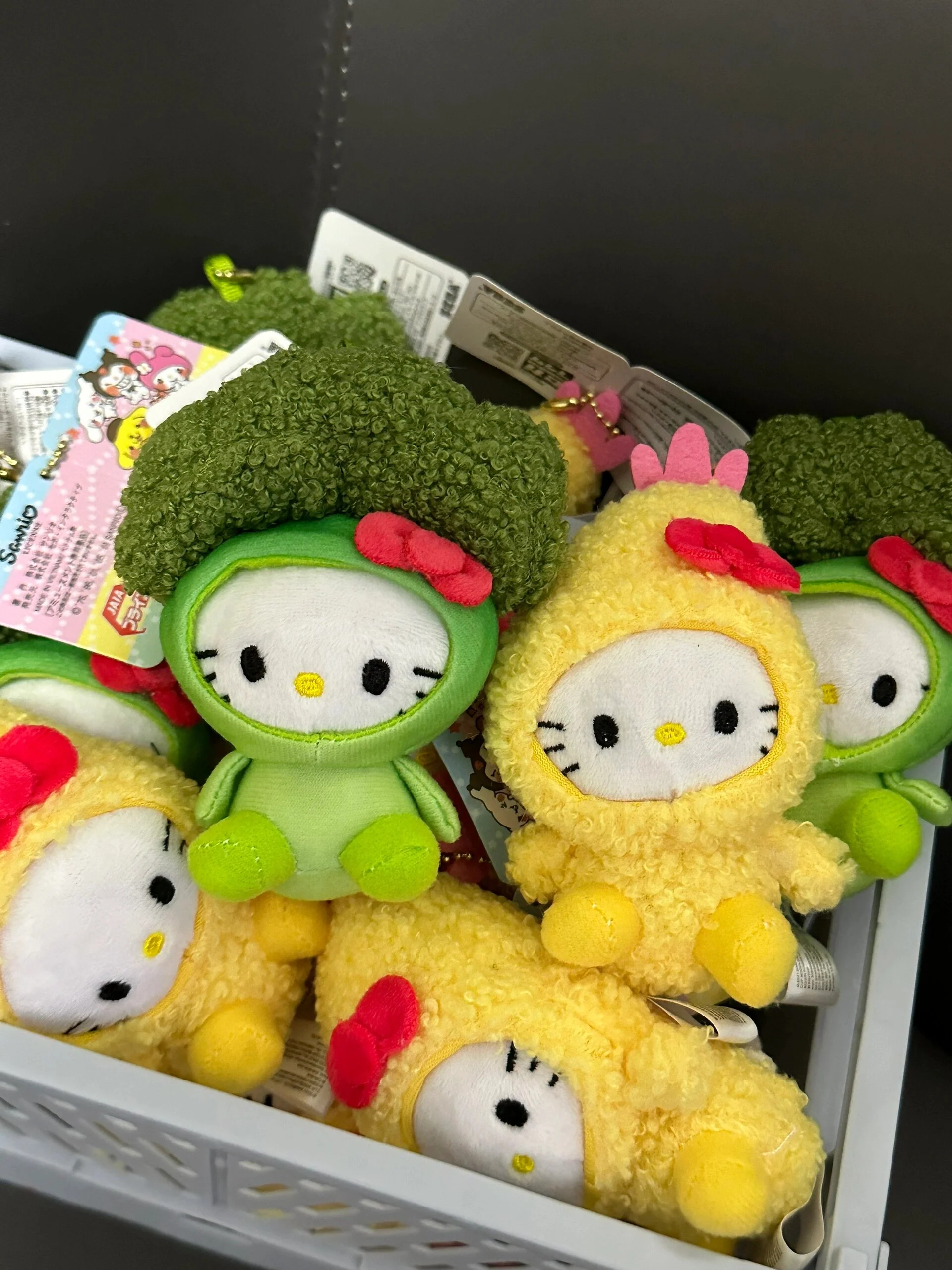 Hellokitty Tempura & Broccoli Plush Keychain Cute Pendant Doll Keyring Accessories Pendant Toy Girls Gift