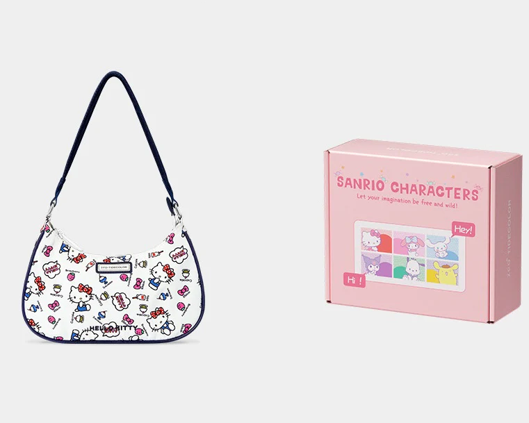 Sanrio Hobo Bag for Women Nylon Shoulder Crossbody Bags Y2K Small Clutch Totes Handbag Evening Armpit Top Handle Purse（gift box packaging）
