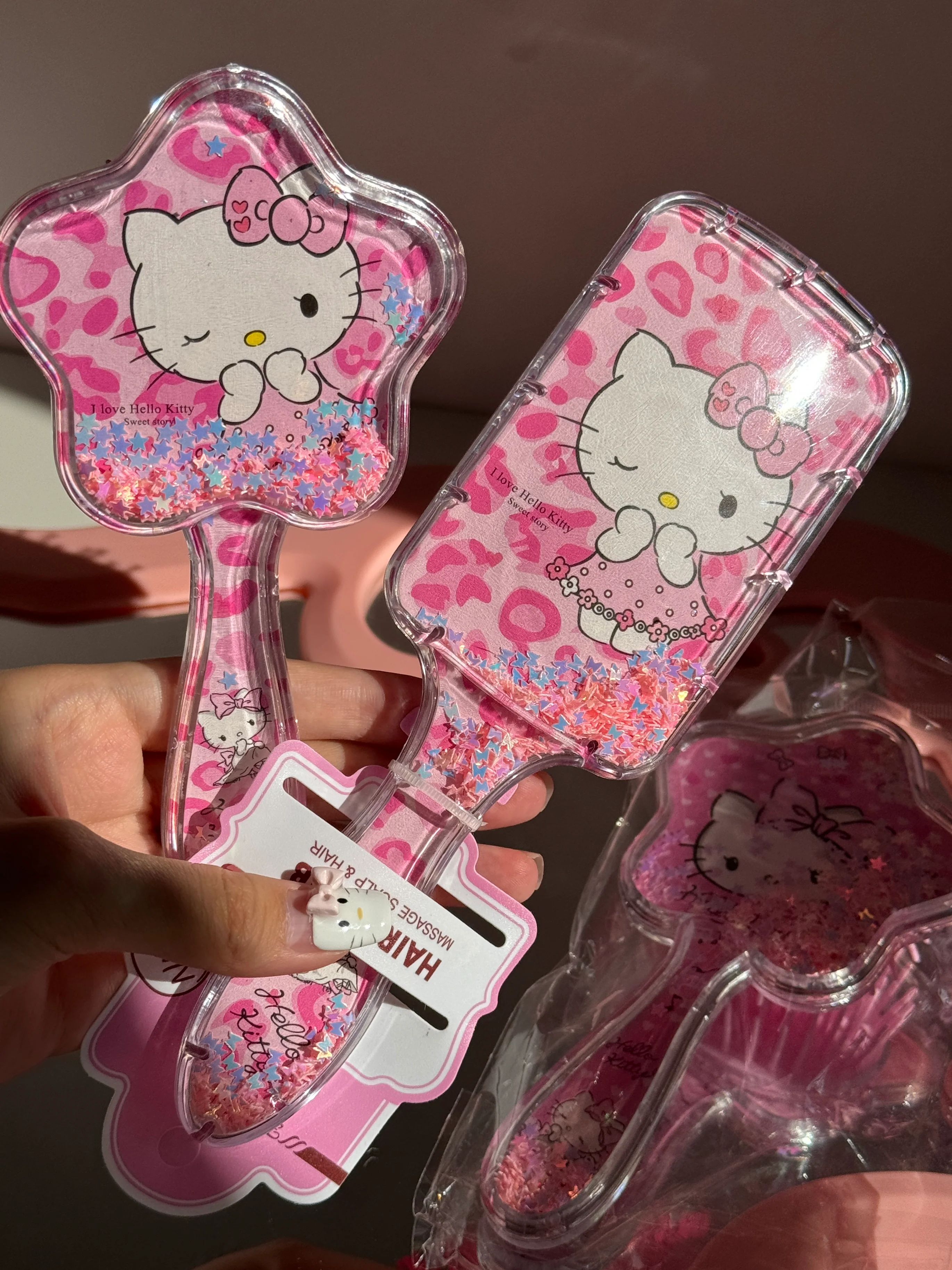 Hellokitty Cute Hair Brush Anti-Static Toddler Comb Hair Brush with Air Cushion Detangler Brush For Adults & Kids Any Hair