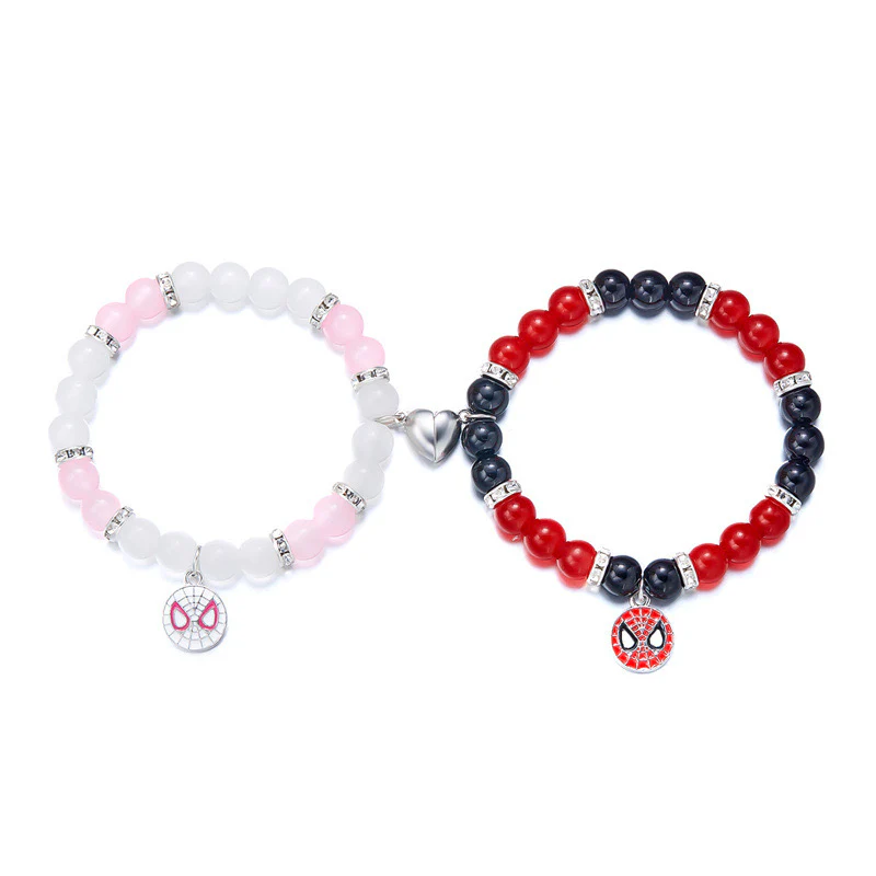 Hellokitty and Spiderman 2 Pcs Magnetic Couples Bracelets Matching Friendship Bracelets Adjustable Bracelets