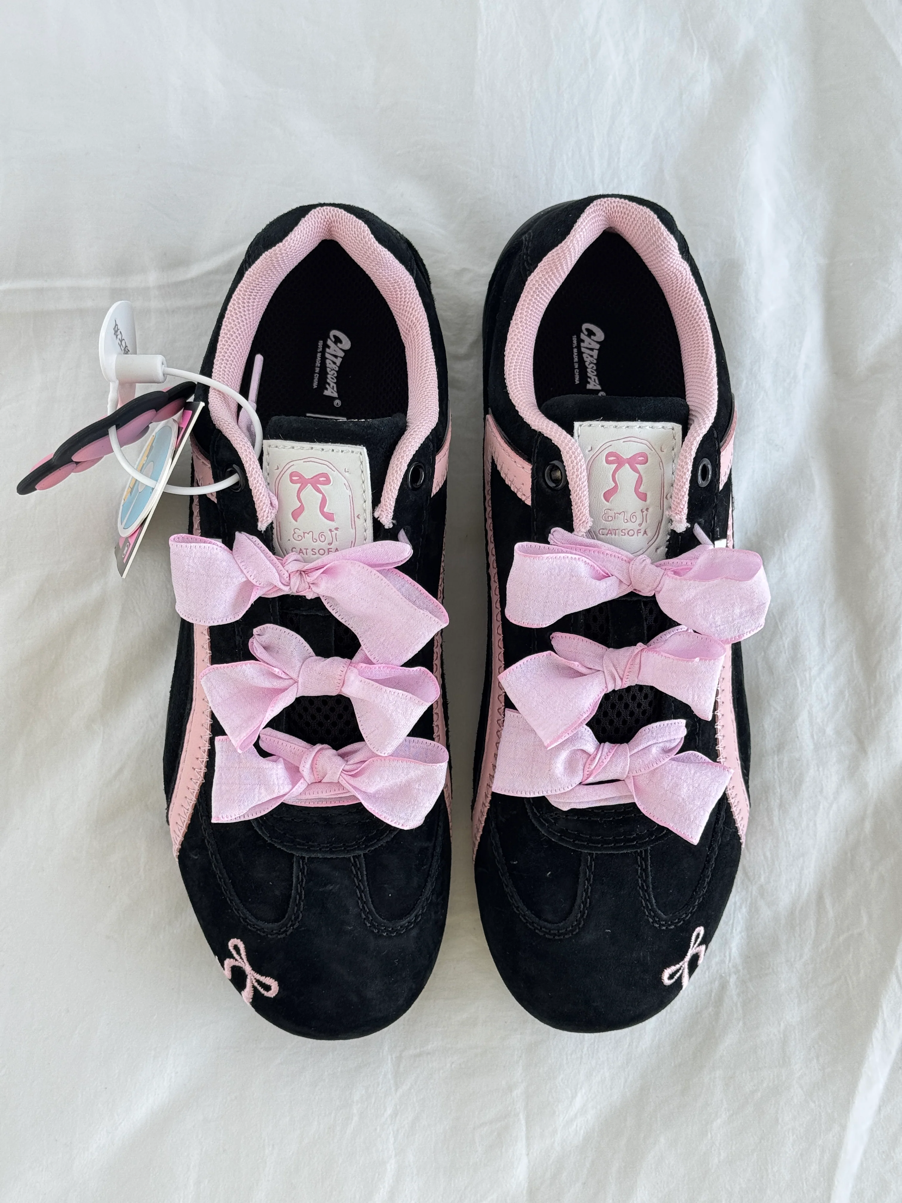 Black Pink Bow Speedcat Sneakers Shoes Casual (Includes three shoe laces)
