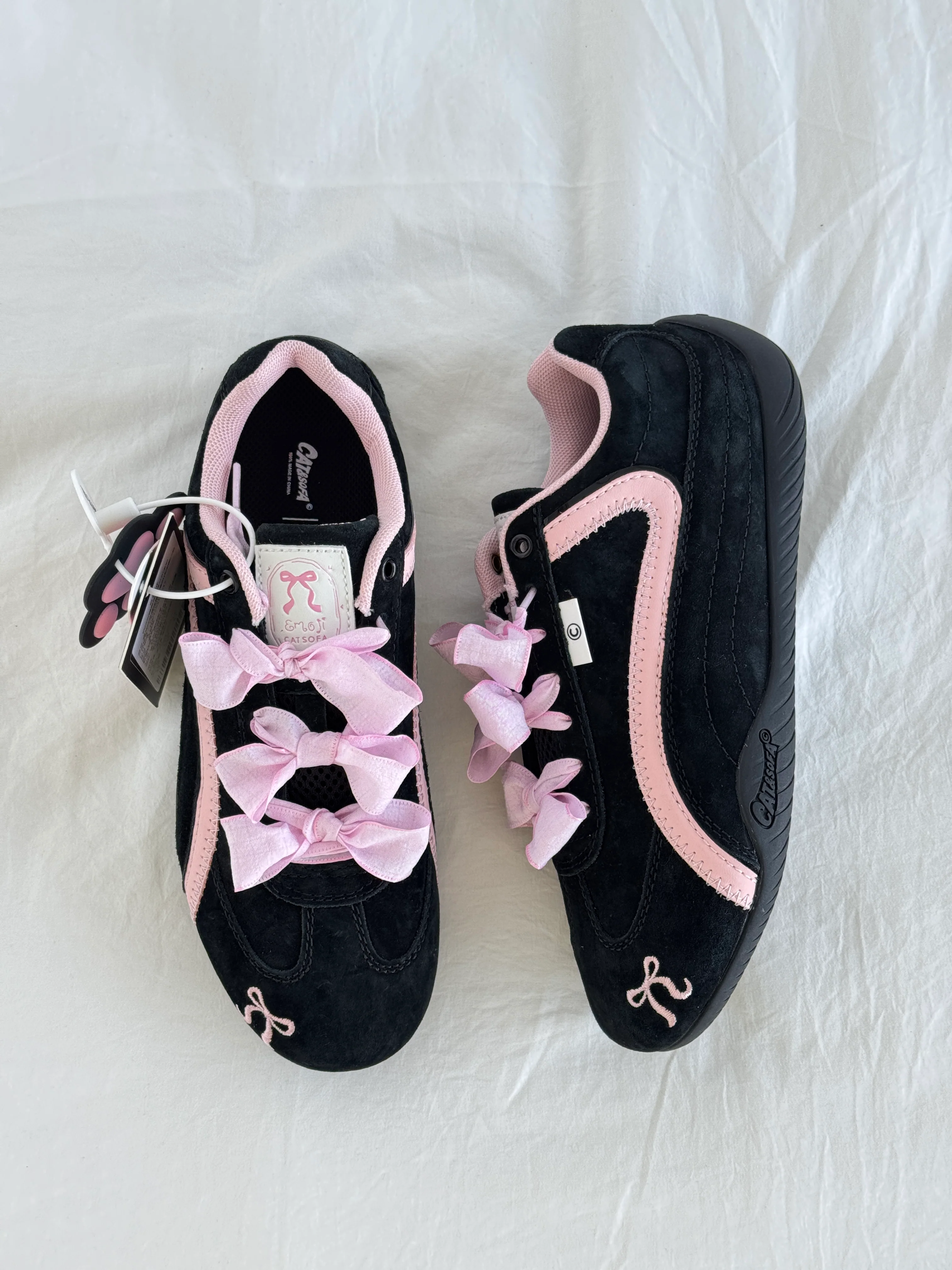 Black Pink Bow Speedcat Sneakers Shoes Casual (Includes three shoe laces)