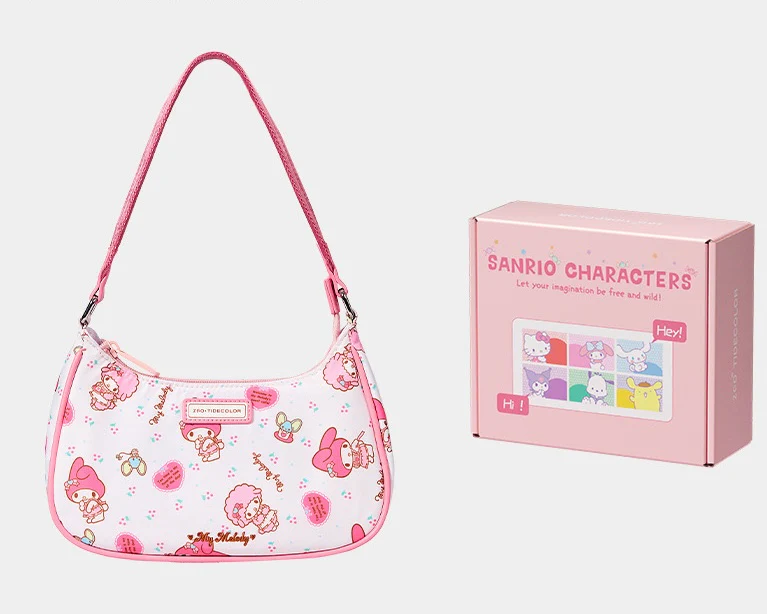 Sanrio Hobo Bag for Women Nylon Shoulder Crossbody Bags Y2K Small Clutch Totes Handbag Evening Armpit Top Handle Purse（gift box packaging）