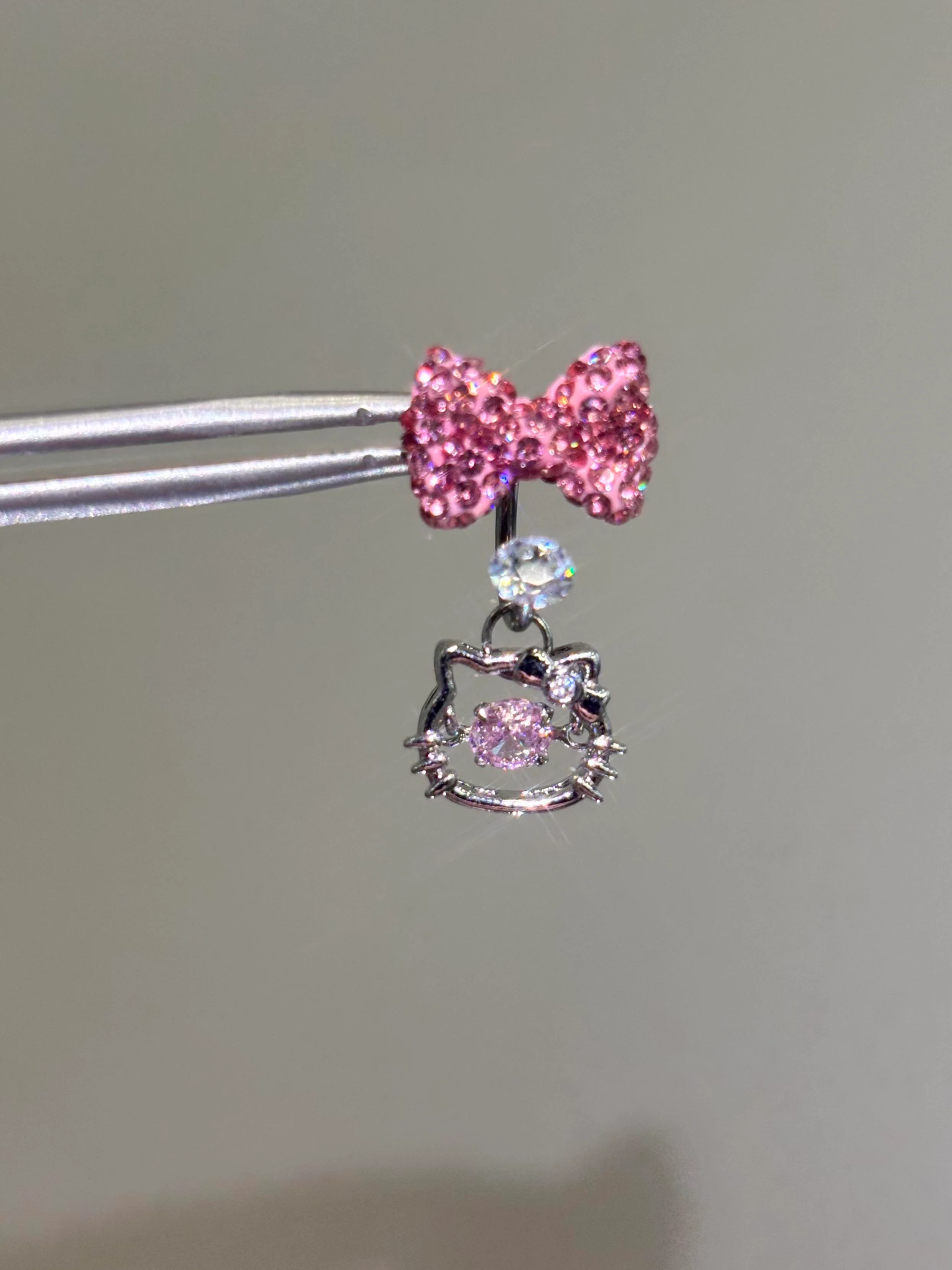 Hellokitty Pendant Pink bow Cute Rhinestone Earring