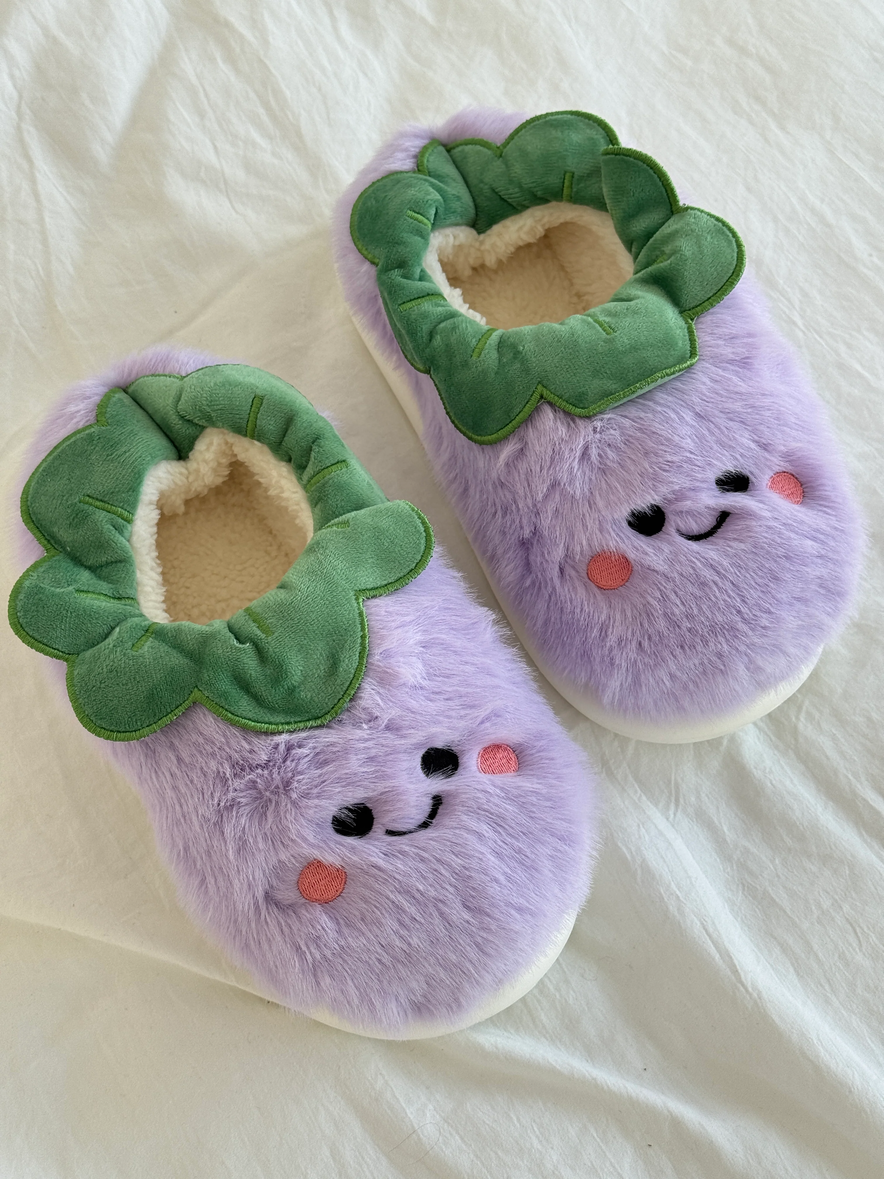 【Video Slippers Links】Croissant/ Peanuts/ Fried egg/ Purple Eggplant/ Teapot Slippers Soft Comfy Memory Foam Non-slip Indoor House Shoes
