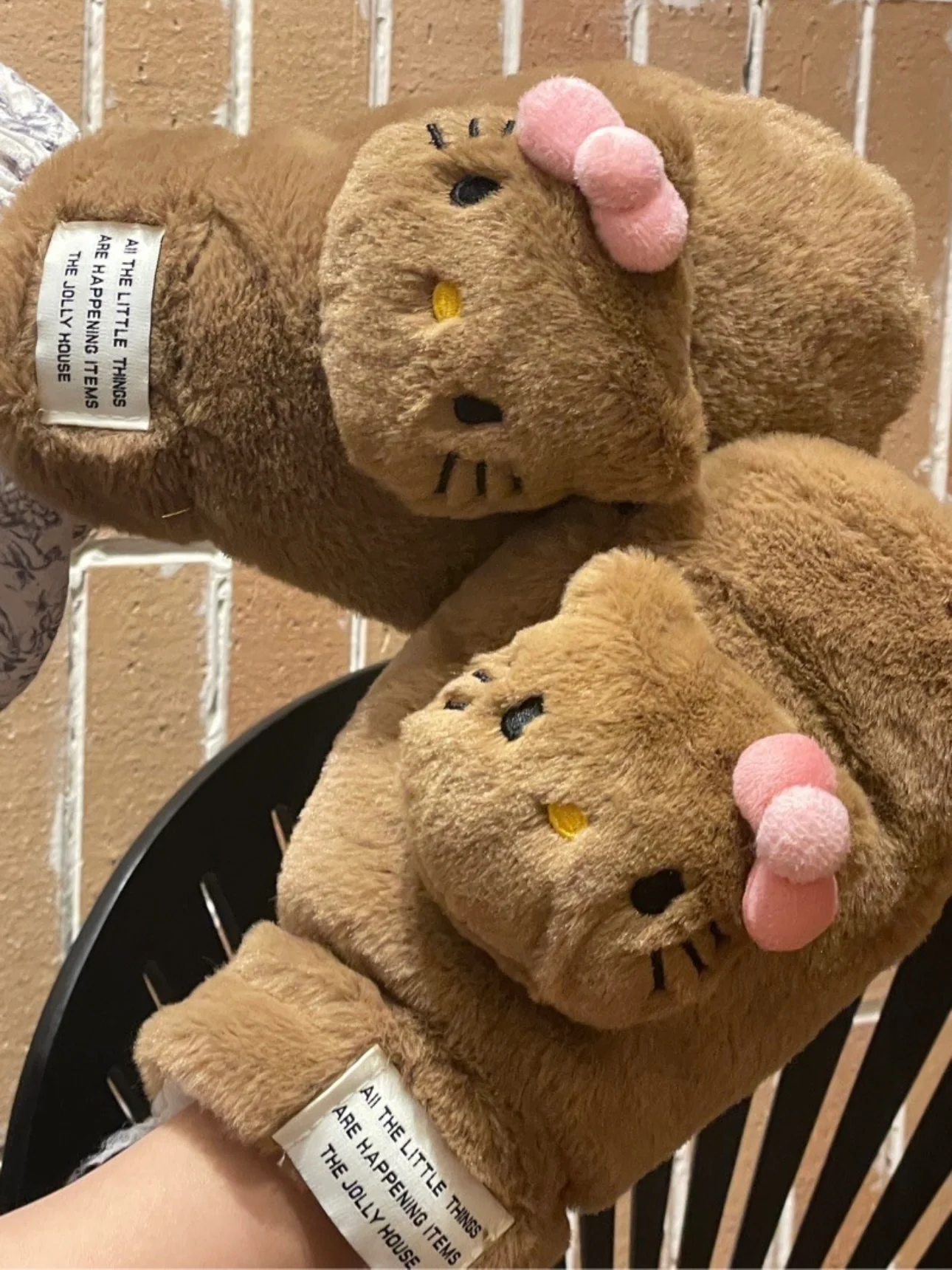 KT Cute Full Finger Gloves Fluffy Plush Winter Warm Mittens Hand Warmer for Women Teenager Girls