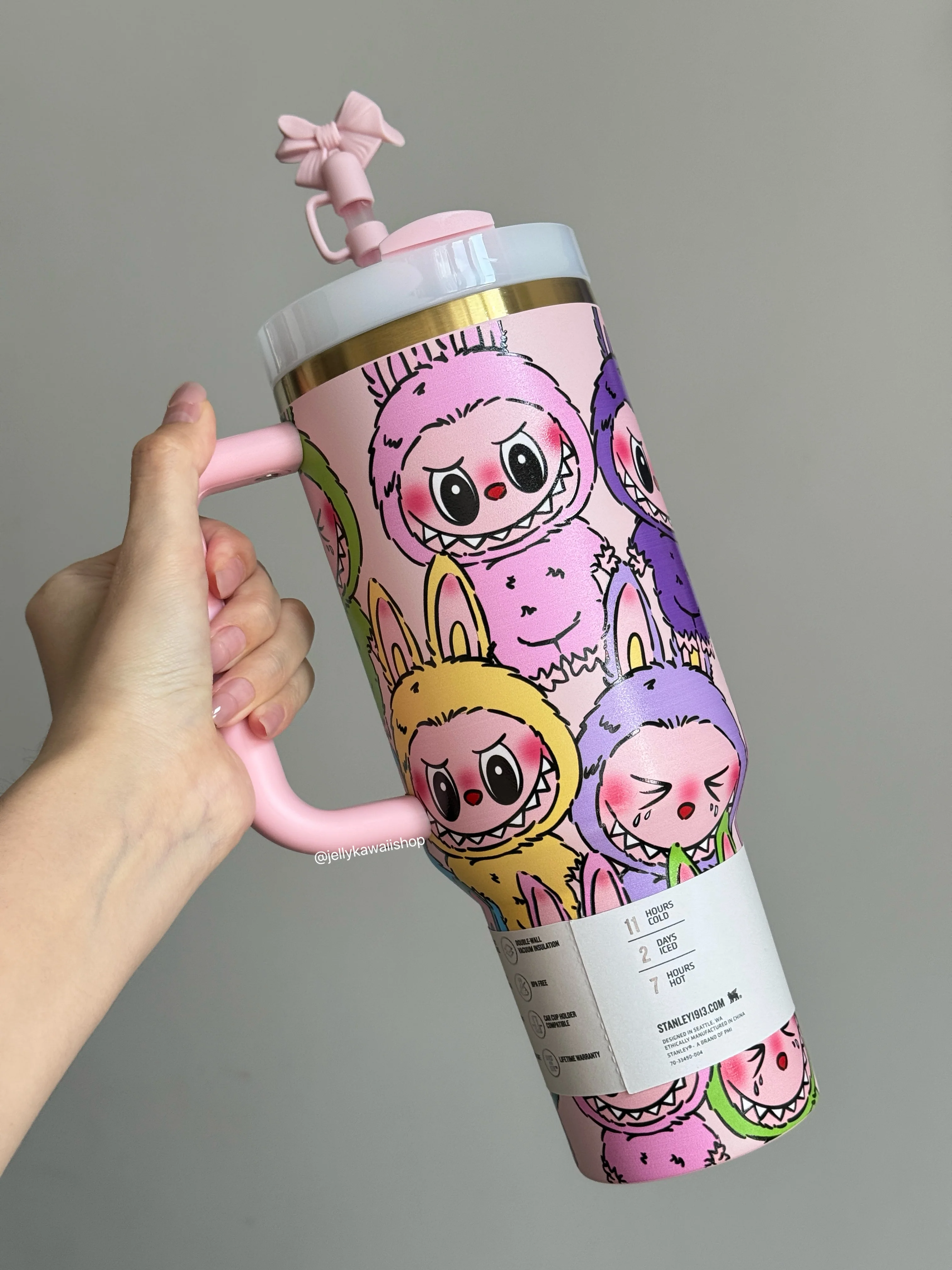 LABUBU In-Car Insulated Cup 1200 ml Tumbler with Handle Stainless Steel Insulated Cup with Lid (Gift box）