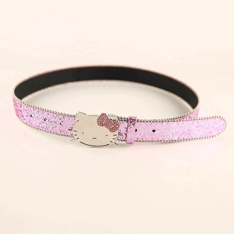 KT Rhinestone Belt Y2k Belt Cowgirl Leather Belt for Women