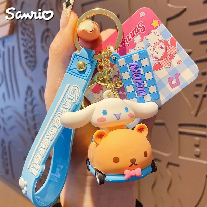 Sanrio on Race Car with Rolling Wheel Keychain