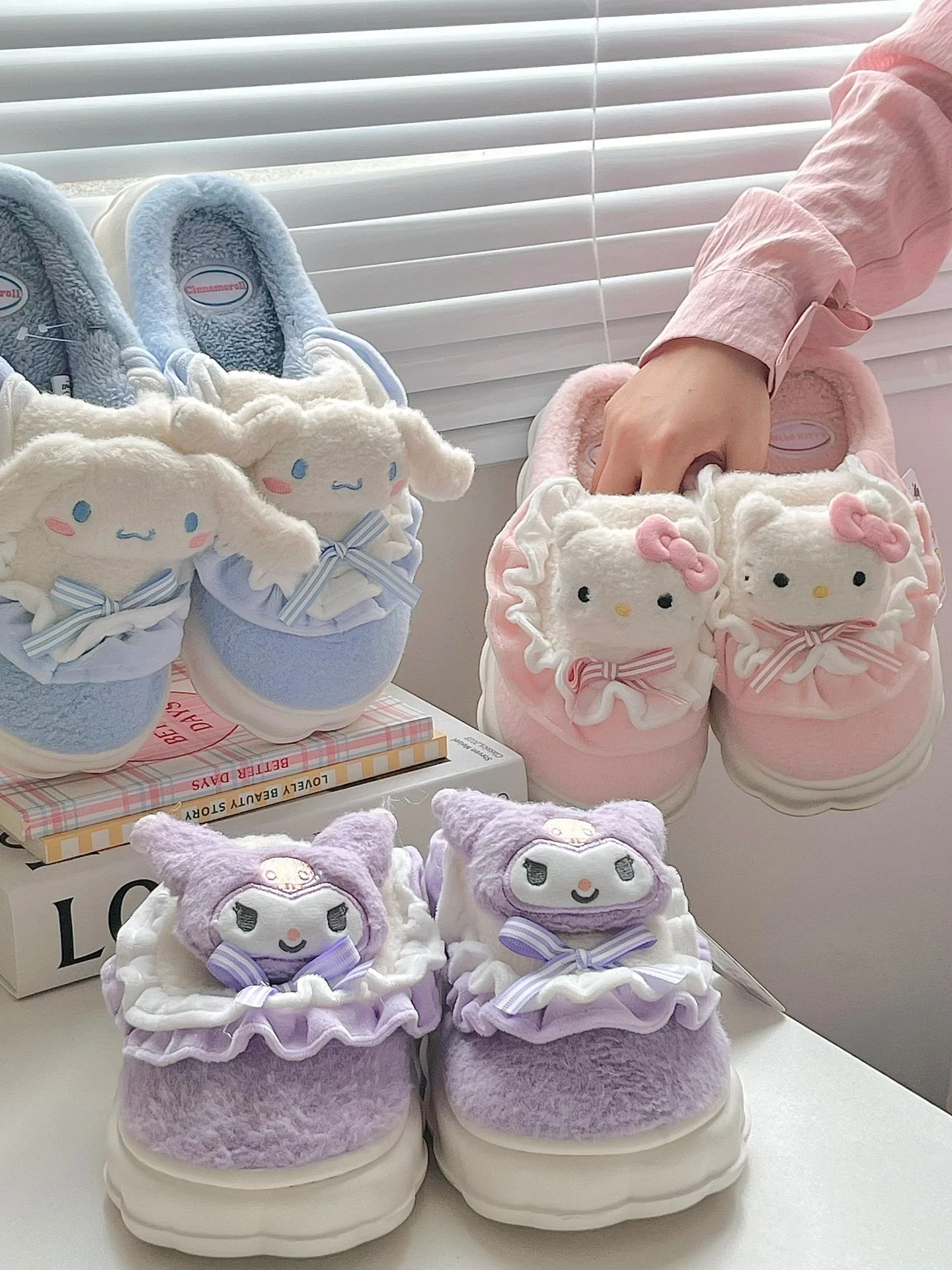 KT Fuzzy Fluffy Slippers Women Kawaii Slippers for Women Fluffy Kawaii House Slippers Cute Slippers